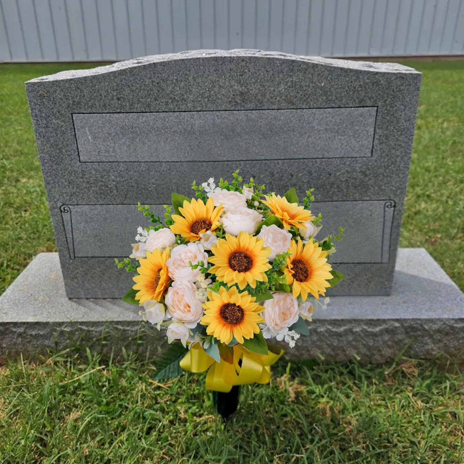 10 PCS Sunflowers Artificial Flowers Silk Mixed Faux Peonies Bouquet Grave
