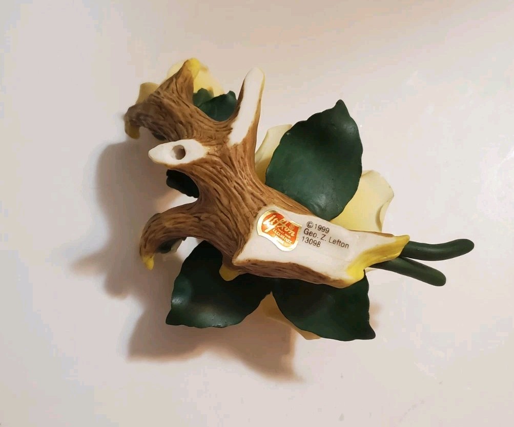 Lefton Yellow Roses On Branches W/ Leaves Rose Pair Flower Decor 13908 Vtg ’99