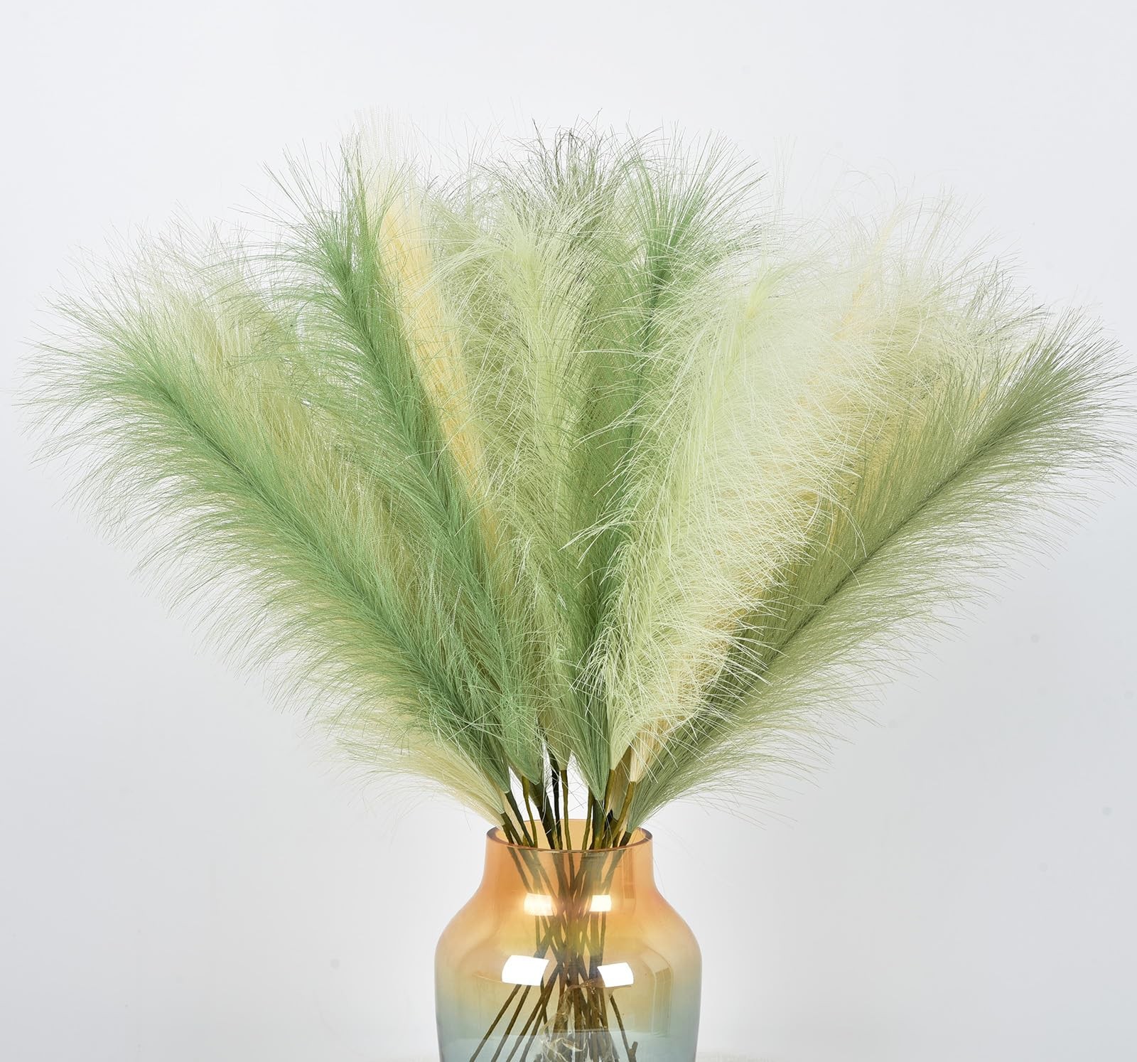 LSKYTOP Green Pampas Grass Decor,23Inch 12pcs Faux Pampas Grass Bouquets Arti…