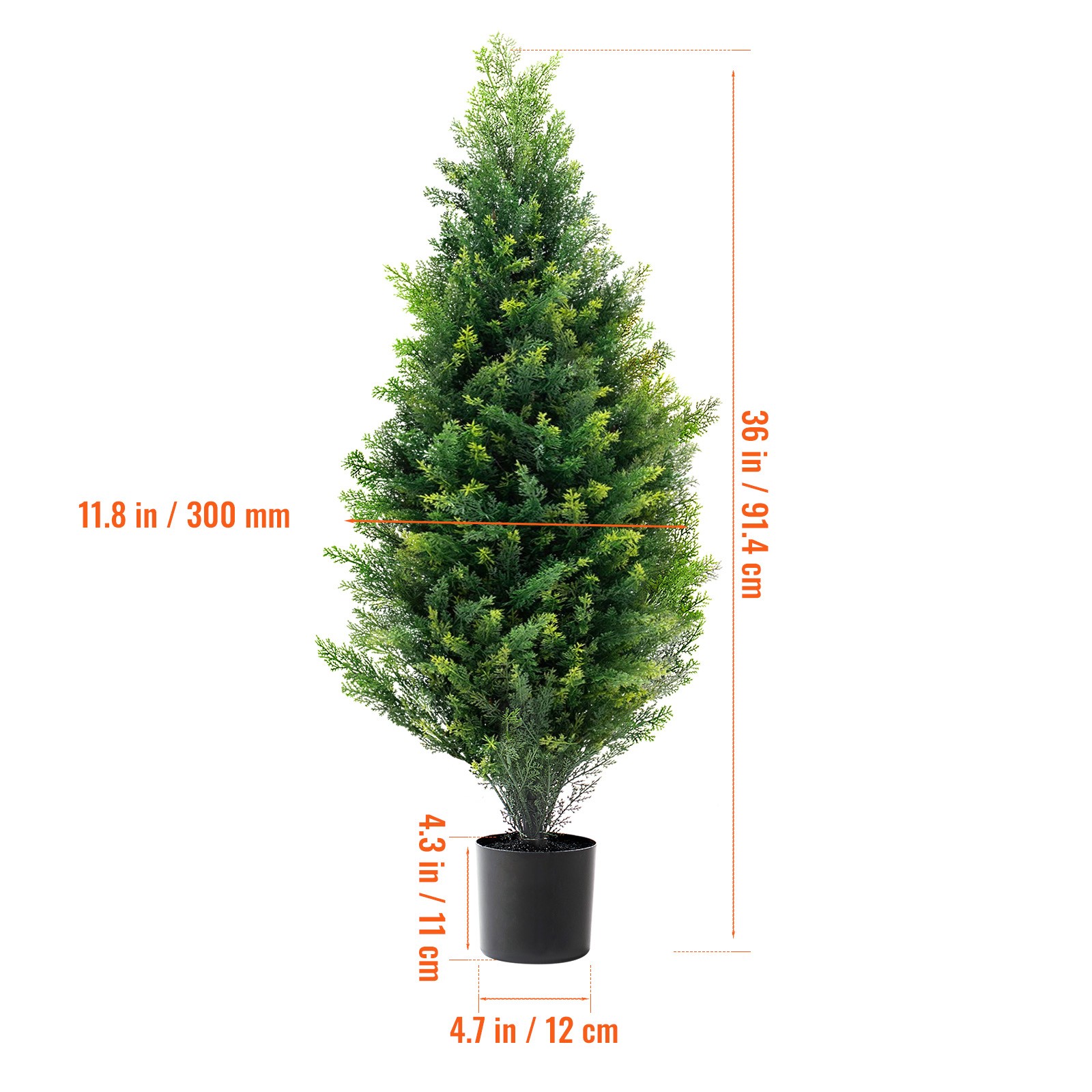 Uimoso Set of 2 Artificial 3′ Cedar Trees for Indoor and Outdoor Decoration