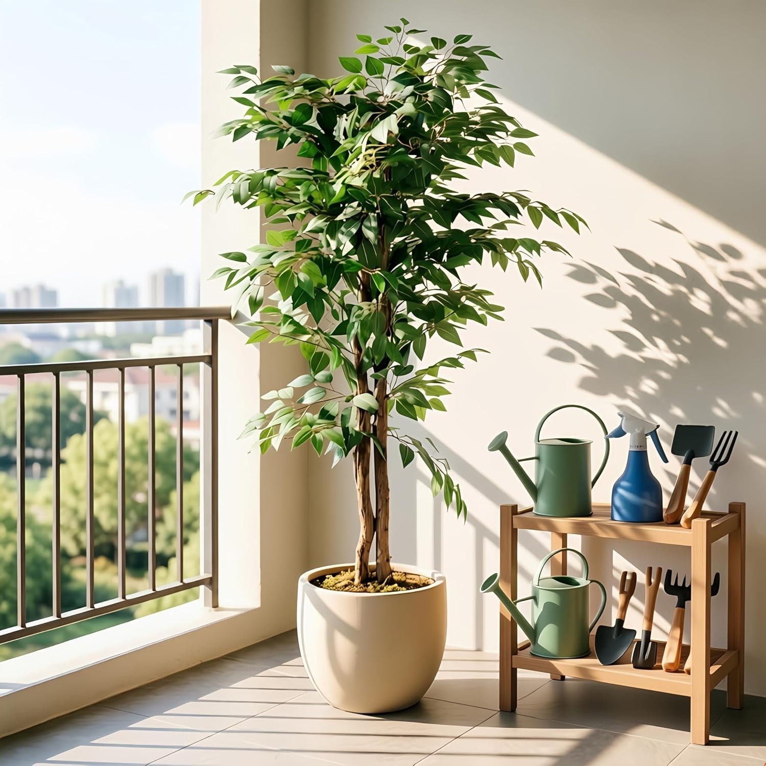 Artificial Ficus Tree with Sturdy Nursery Pot, 5FT Faux Silk Plant for Indoor…