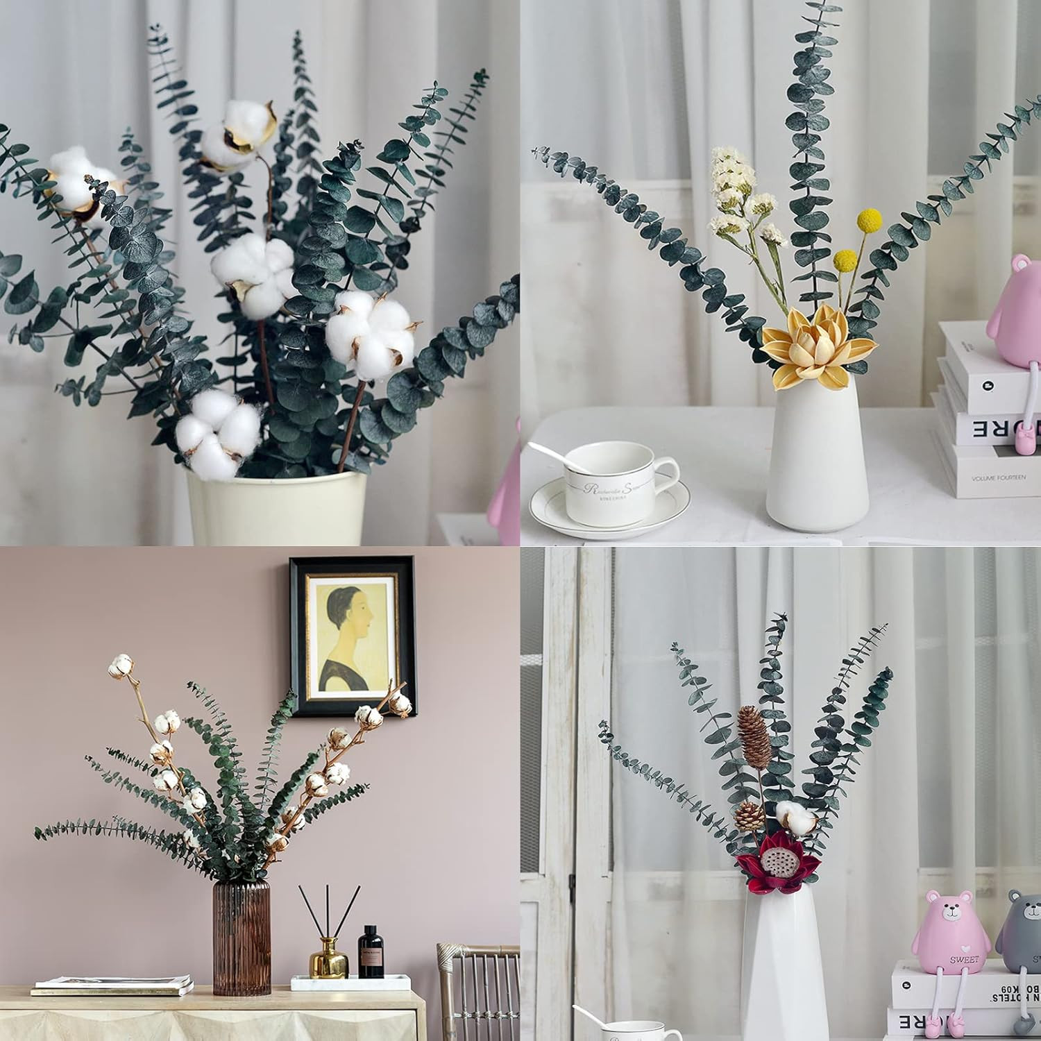Eucalyptus for Shower 10 Pcs Hanging Dried Eucalyptu Stems 17″ Real Eucalyptus B