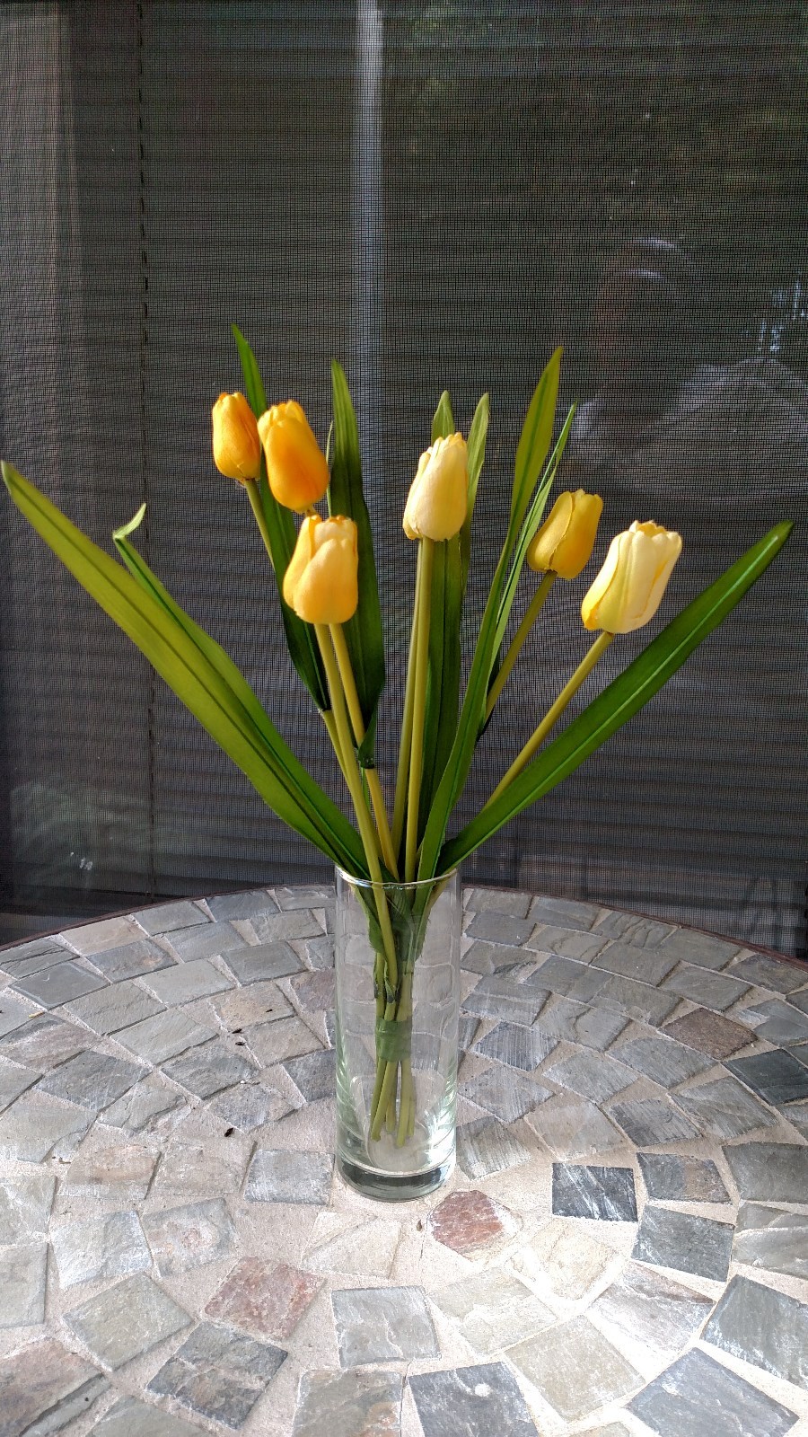 YELLOW TULIPS ARTIFICIAL SPRAY 7 FLOWERED STEM