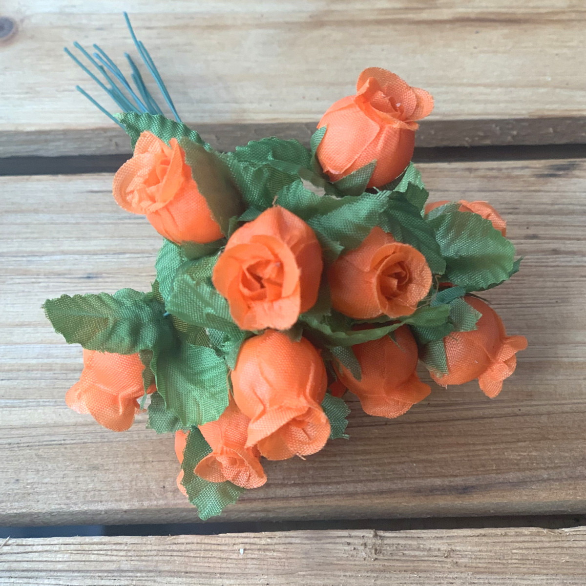 Orange Artificial Silk Flower Roses – 12 Mini Bouquets of 12 Rosebuds, 144 Total