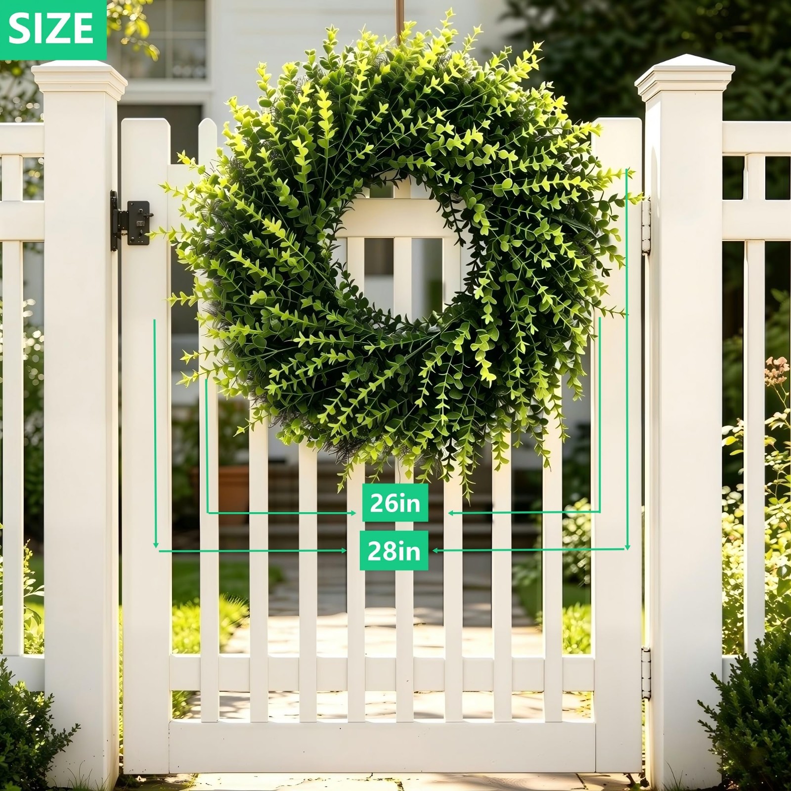 26 Inch All Season Boxwood Wreath – Artificial Front Door Decor for Year-Round I