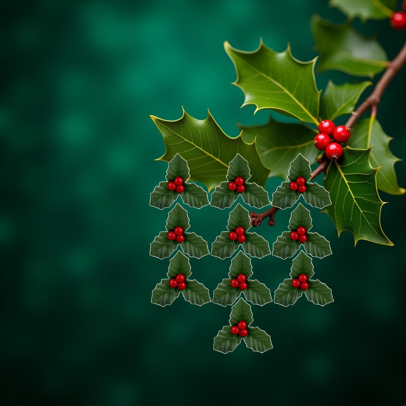 10Pcs Christmas Holly Berries Faux Flowers with Leaves Xmas Picks Wreath Bran…