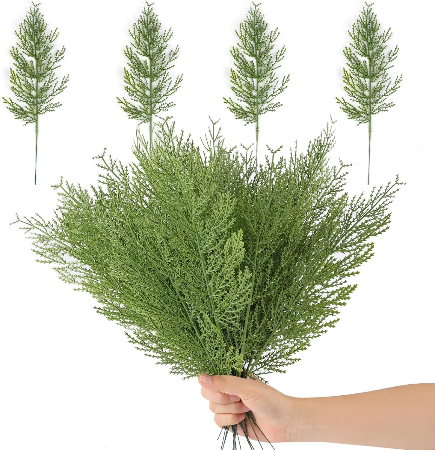 Hananona Artificial Pine Branches,40 Pcs Christmas Faux Cedar Stems, Green