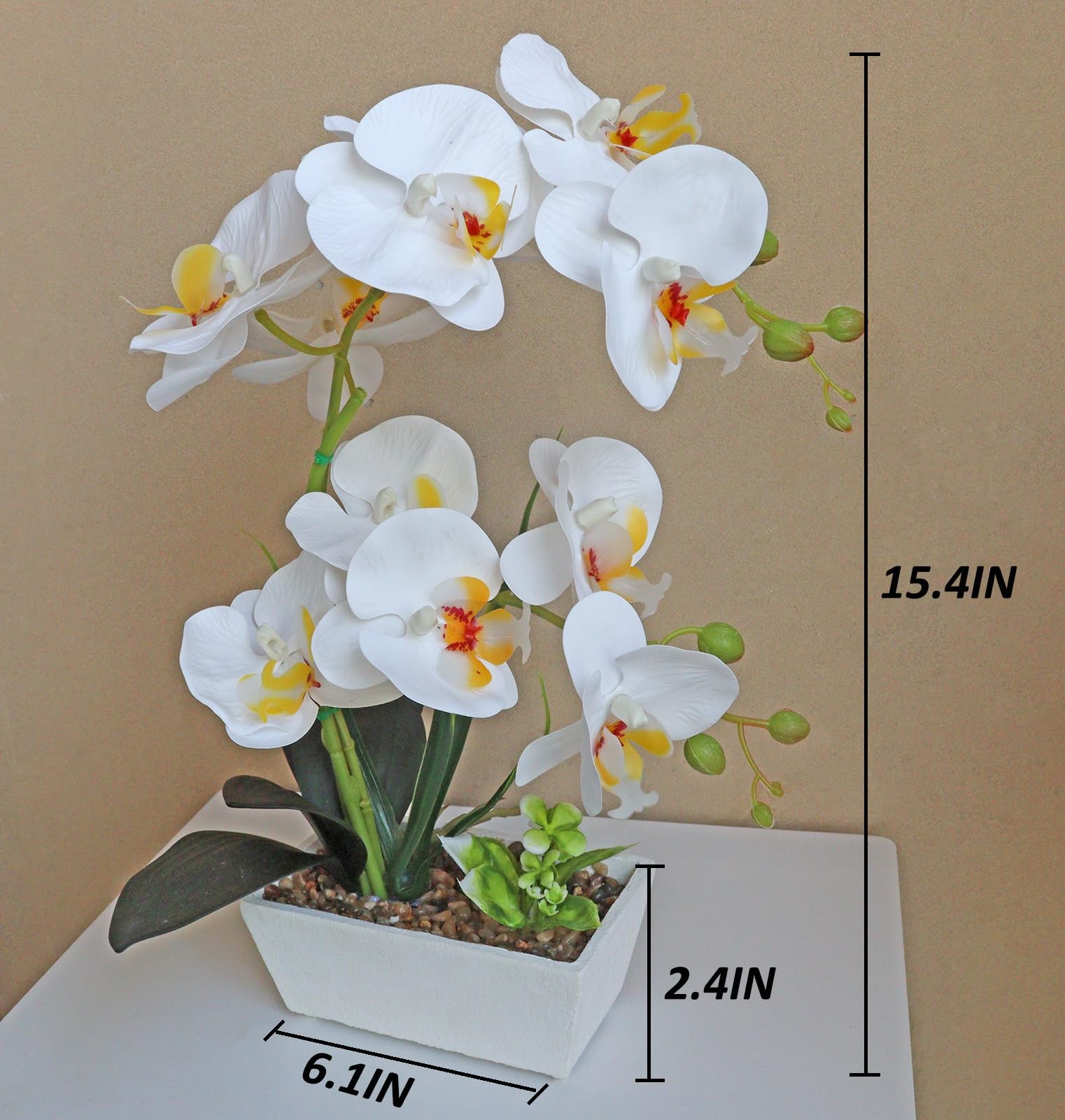 1 PCS Realistic Fake White Phalaenopsis Orchid Artificial Potted Plant Decor