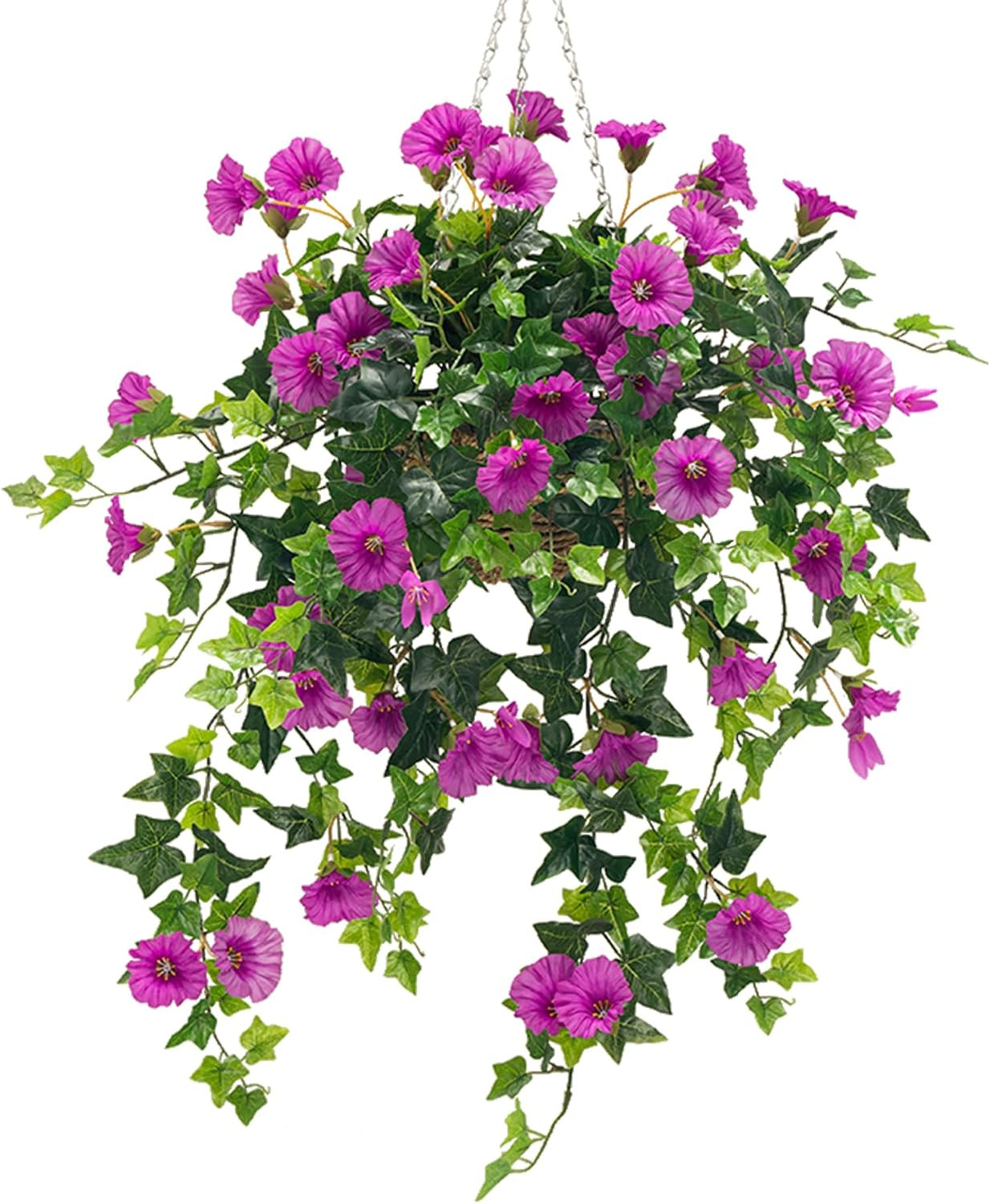 UV Resistant Faux Petunias – 2 Pcs Purple Outdoor Hanging Plants Decor