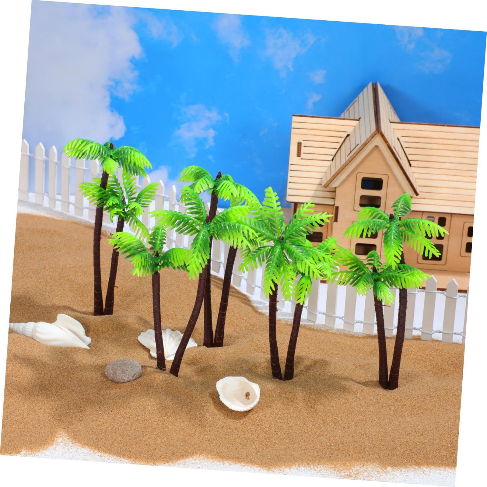 5Pcs Miniature Coconut Palm Trees Faux Plant Plastic Mini Landscape Decor for…