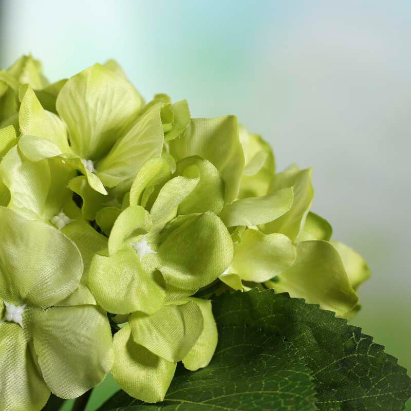 Set of 2 Soft Green 12-1/2″ Hydrangea Bundles with Leafy Accent