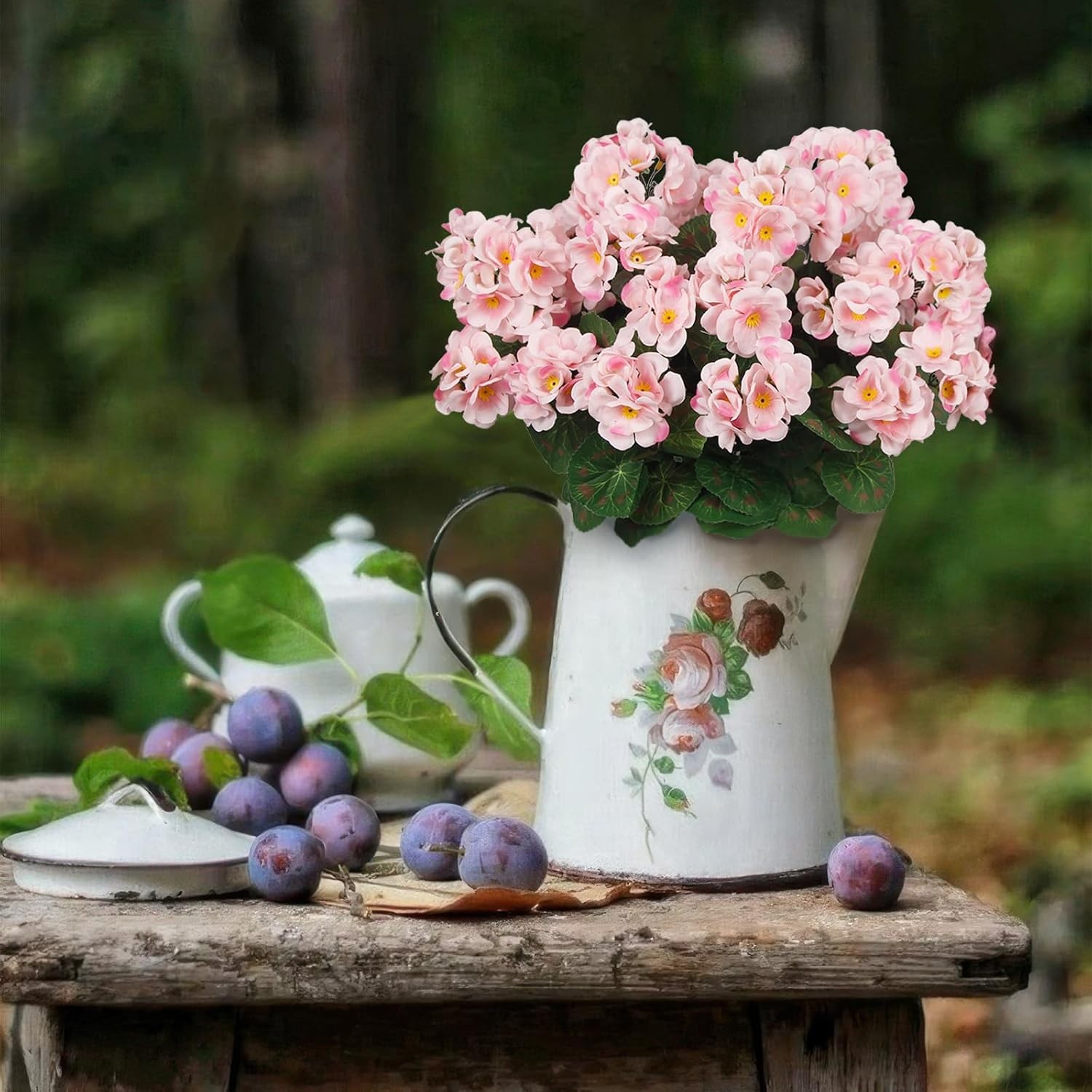 8 Pcs Artificial Geraniums Flowers Pink Silk Geraniums for Outdoors UV