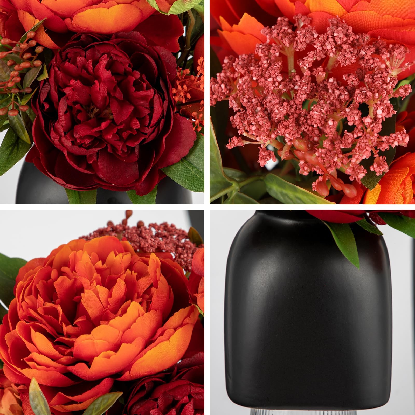 Orange Artificial Fall Flowers In Vase Autumn Table Centerpiece Silk Floral