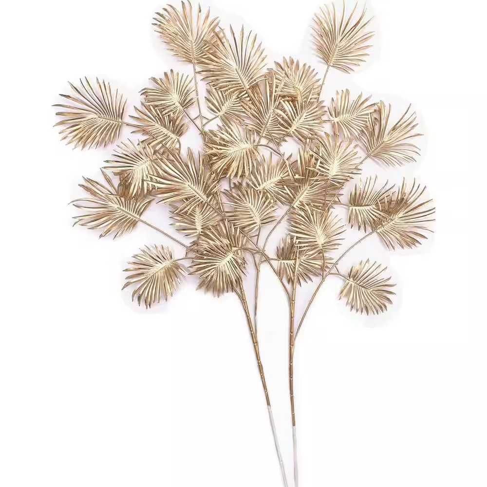 30 In. Artificial Gold Color Family Indoor/Outdoor Plant Type Faux Palm Leaves T