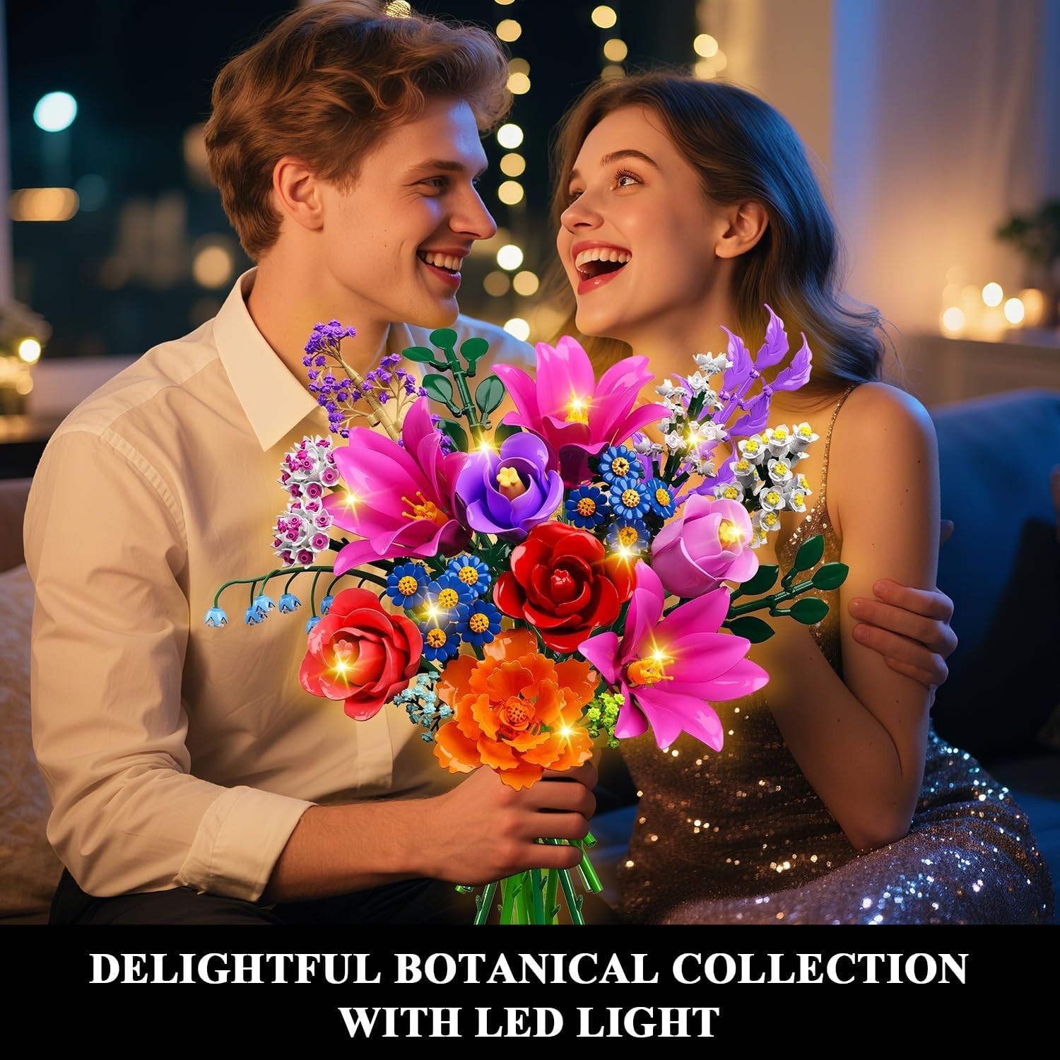 21 Flowers Bouquet Building Set with Light for Adults Girls 8-12+ | Artificia…