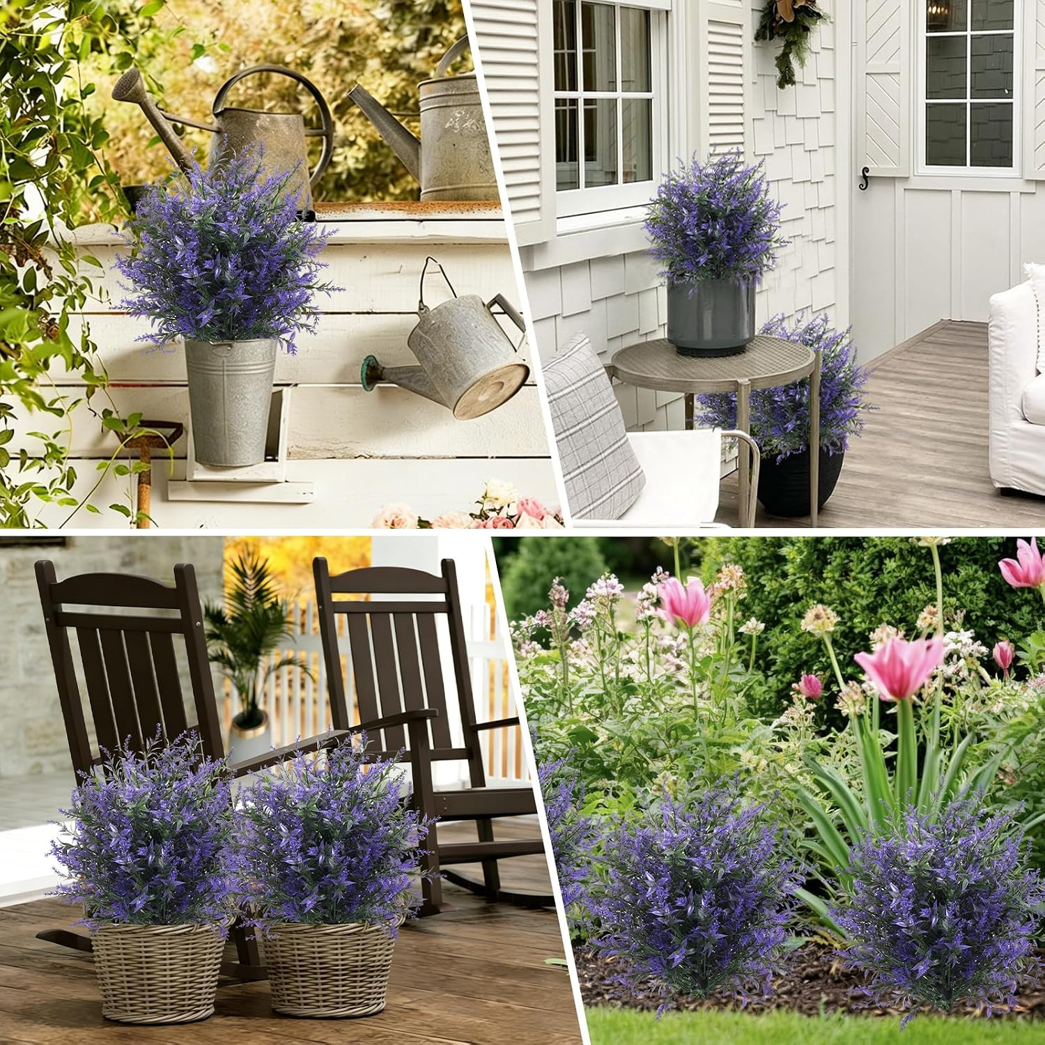 Purple Artificial Lavender Topiary Ball Tree – 2Pc UV Resistant Decor