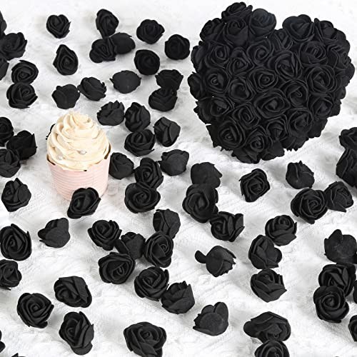 Mini Foam Rose Heads 500PCS Black Artificial Flowers for DIY Crafts Wedding