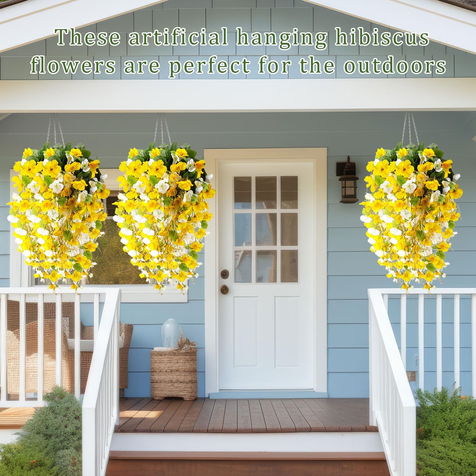 8 Pcs Artificial Hibiscus Flowers for Outdoors Spring Summer Decor Fake Hangi…