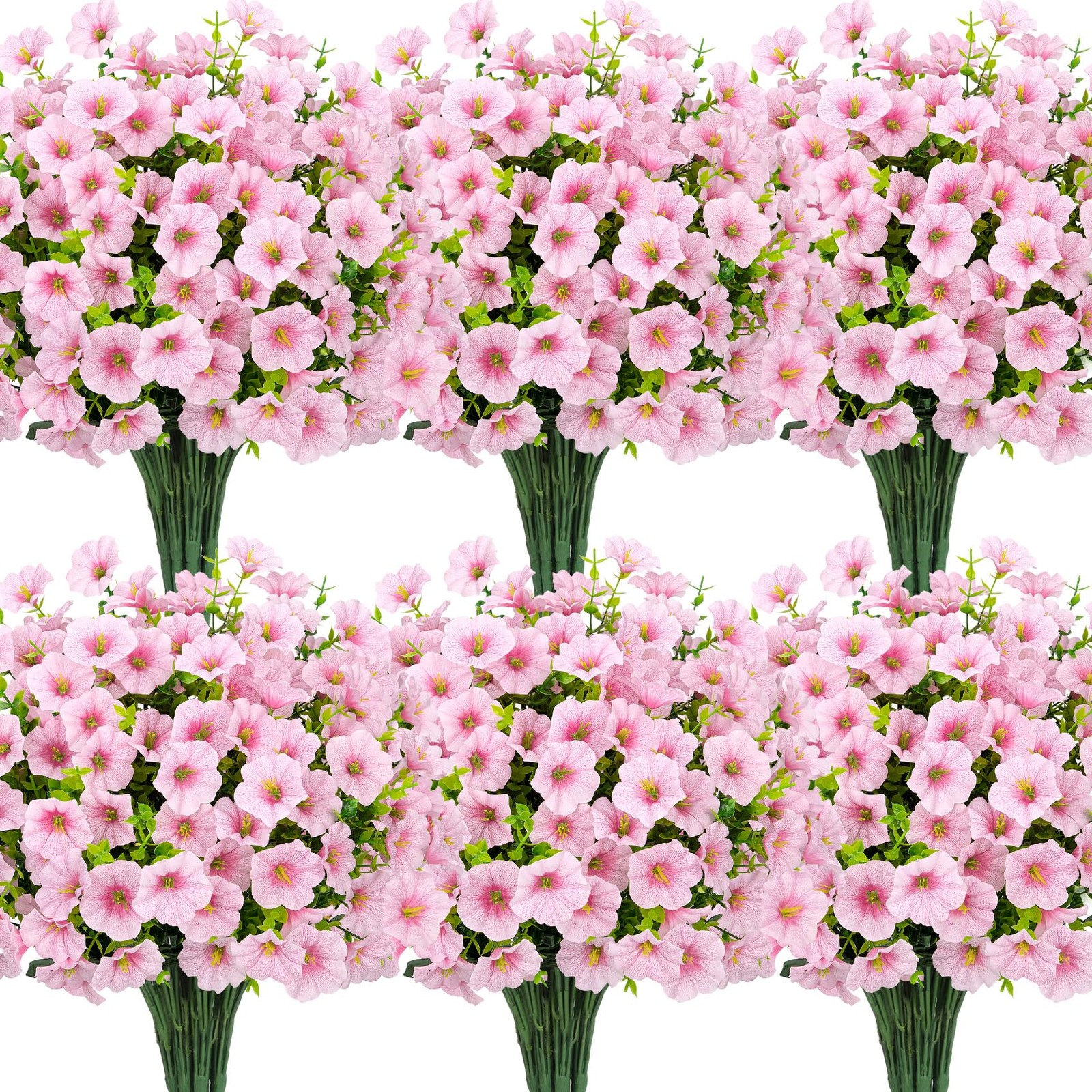 Roberly 12 Pcs Artificial Morning Glory Flowers for Outdoors, Pink