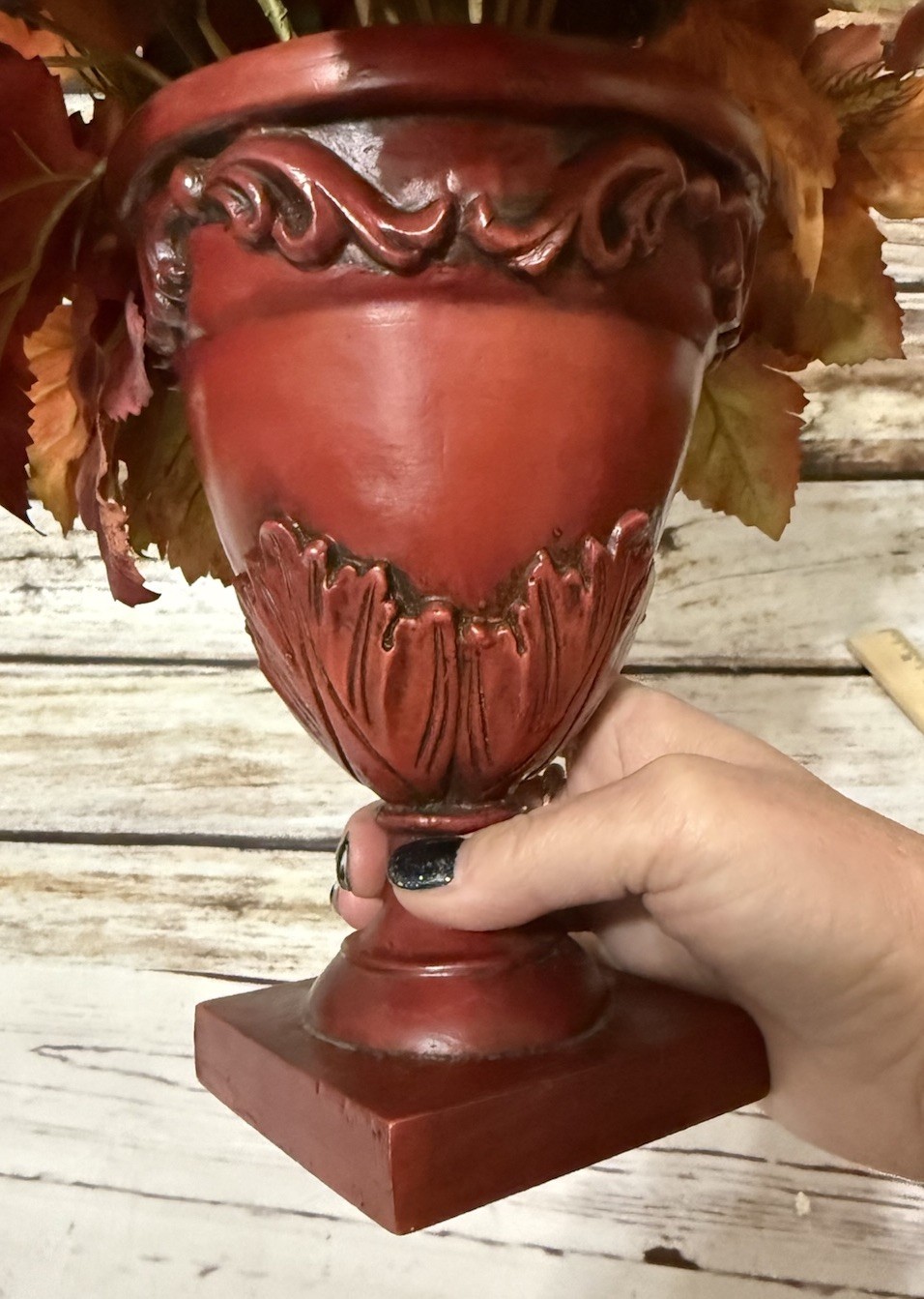 Faux Floral Arrangement Home Decor With Vase 15” Tall Brown Orange