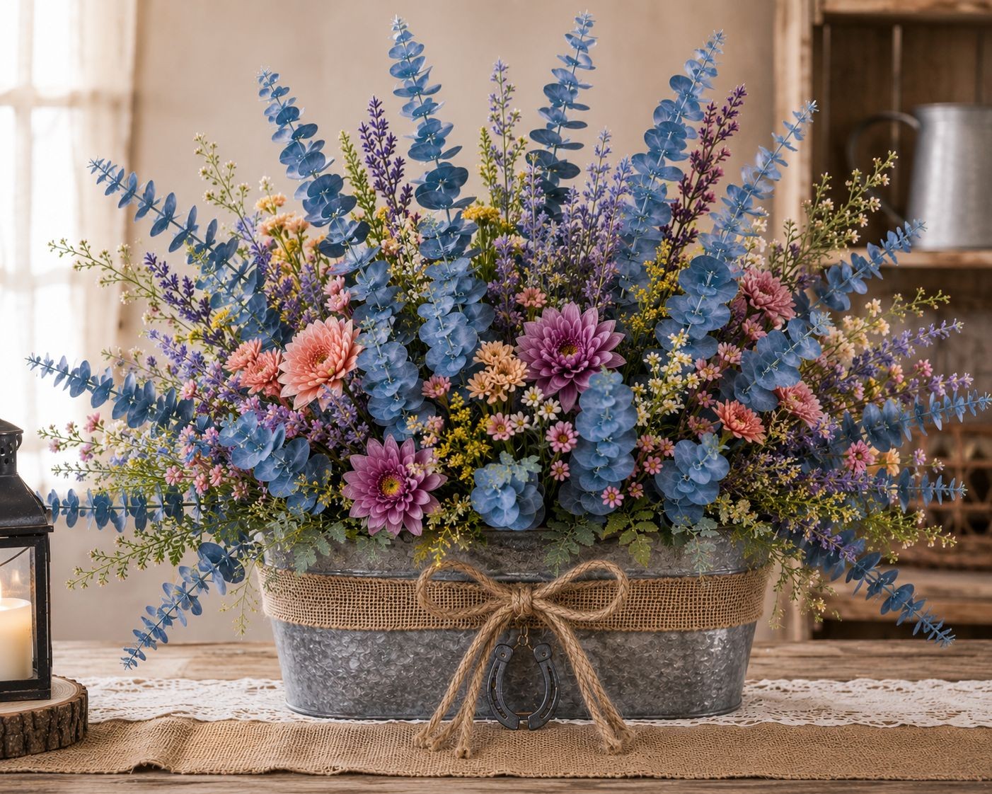 French Blue Eucalyptus Stems Blue Eucalyptus Greenery Faux Eucalyptus Coastal De