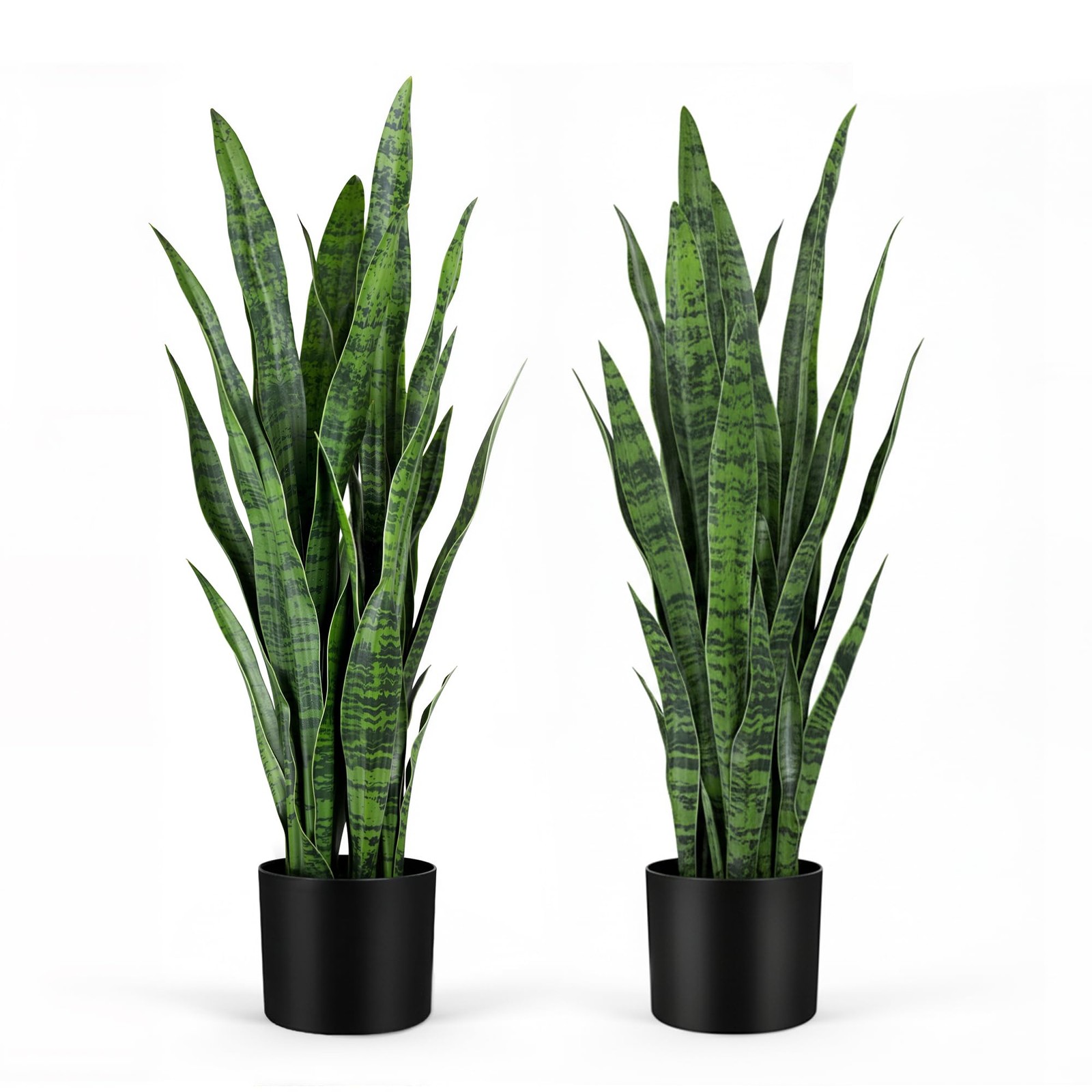 KOL 3ft 2-Pack Artificial Snake Plant – Thick Lifelike Leaves, Faux Silk Sans…
