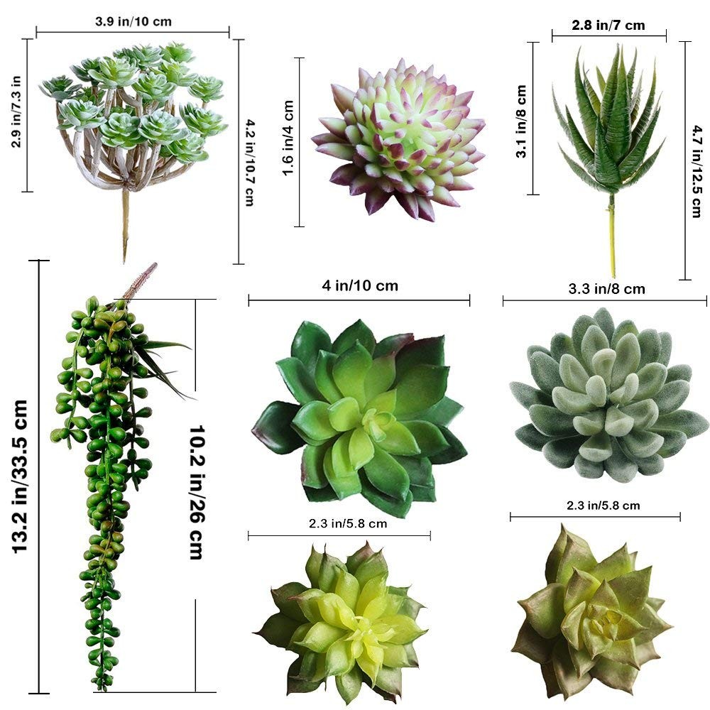 Winlyn 6 Pcs Unpotted Fake Succulents Assorted Faux Succulent in Different Gr…