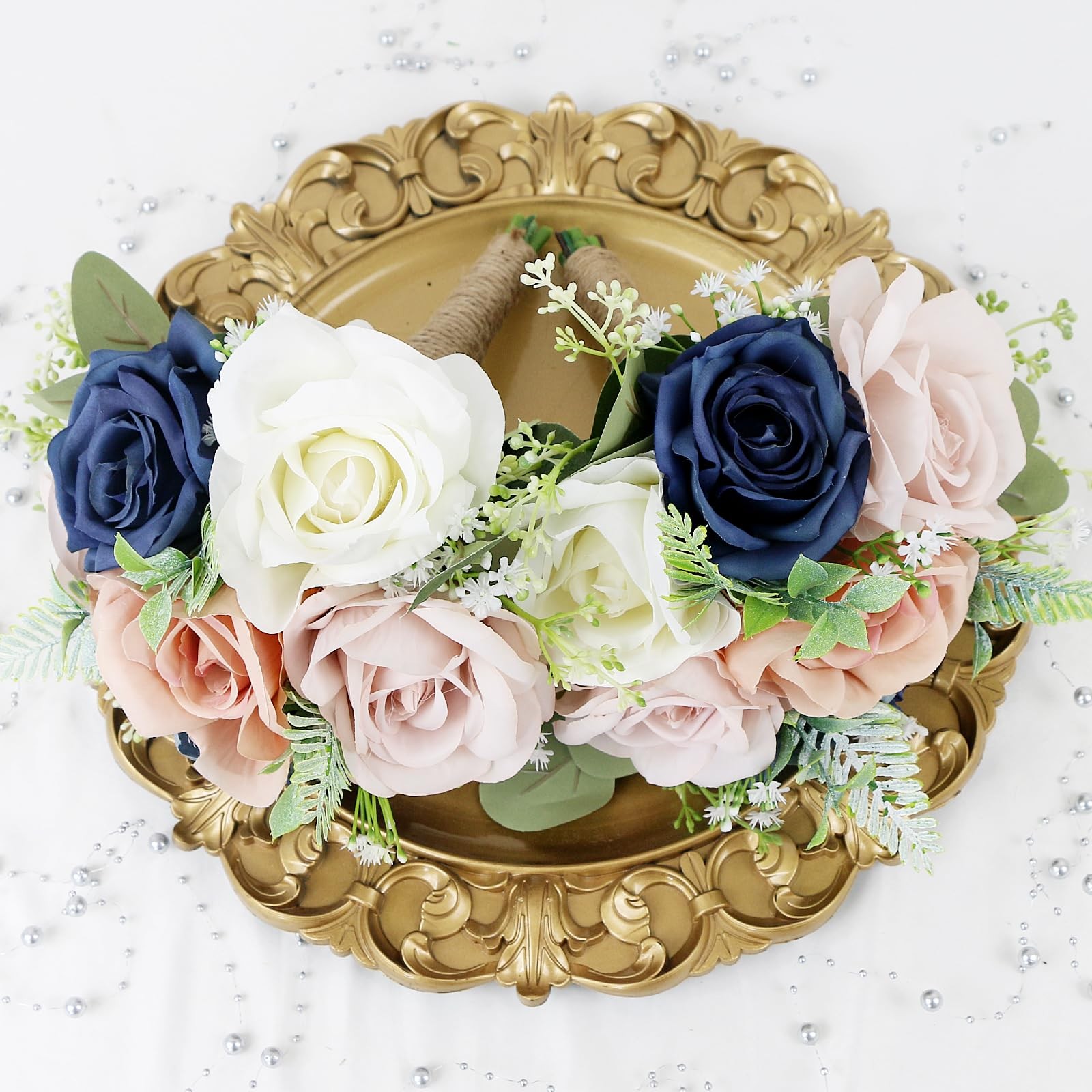 Set of 4 Bridesmaid Bouquets for Wedding – 7 Inch Artificial Flowers Bouquets…