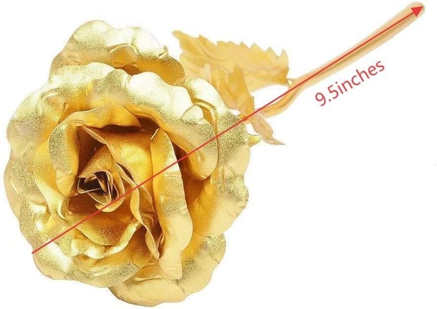 Gold Dipped Rose, Eternal Long Stem Golden Rose Luxurious Romantic Gift for Wo