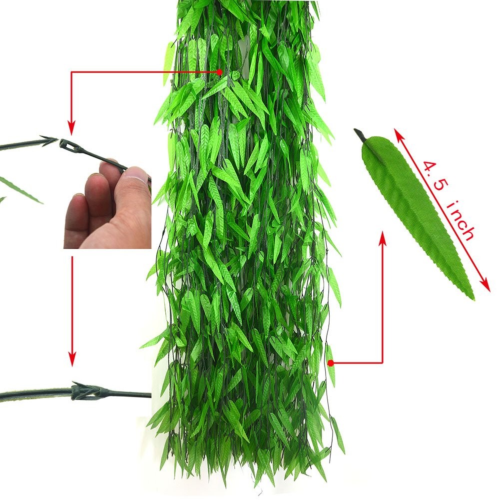 50 Strands Artificial Vine Fake Leaves Silk Willow Rattan Wicker Twig for Jun…