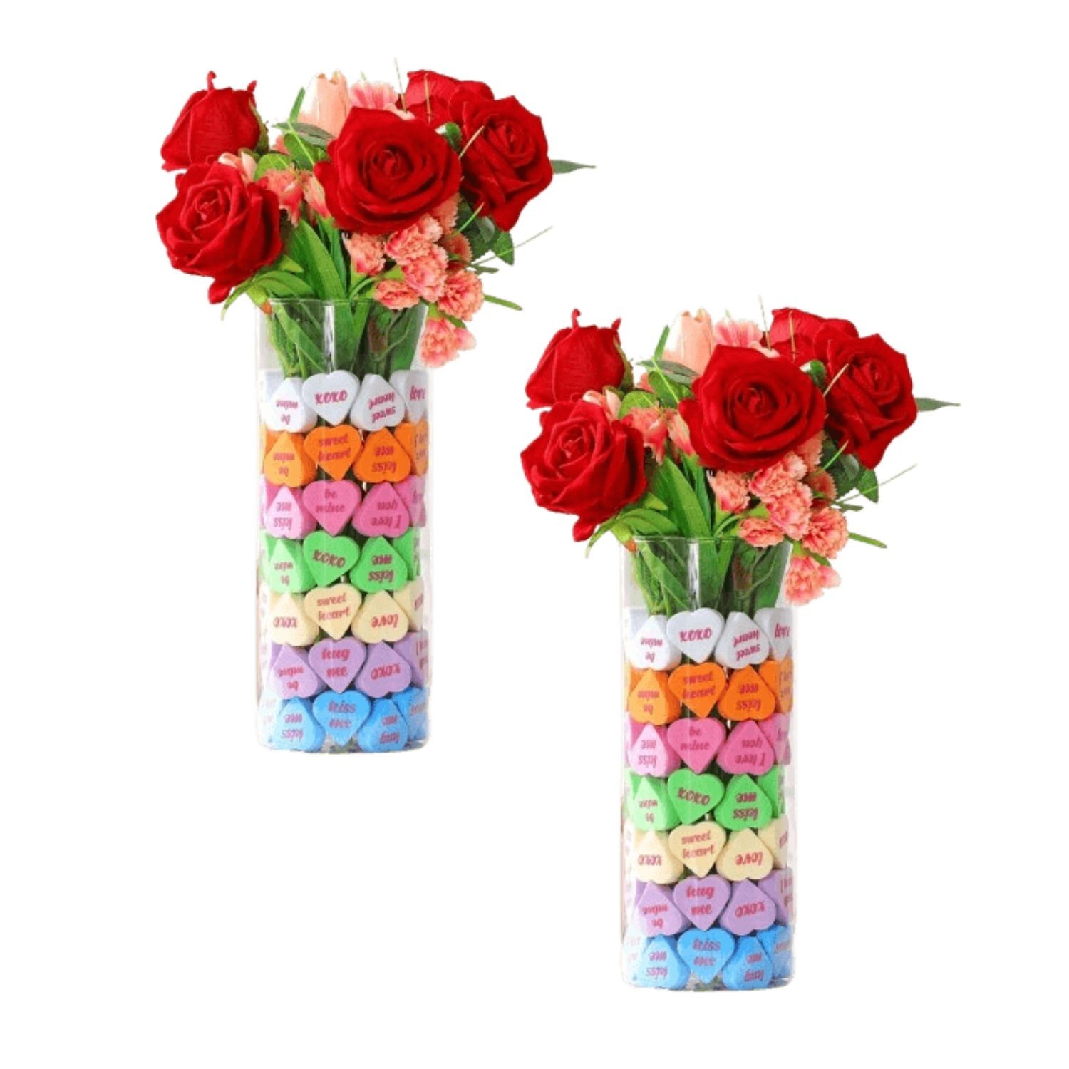 2PK Valentines Day Decorations 95-Piece Set Artificial Floral Table Centerpiece