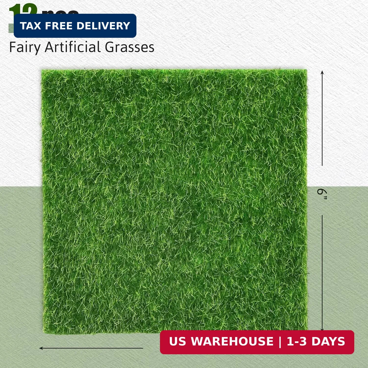 Shindel 12 Packs Fake Grass Decor for Crafts, 6″ x 6″ Fairy Artificial Grass for