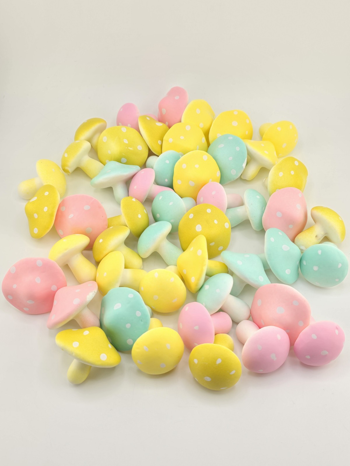 Sm Pastel Mushrooms Easter Spring Table Scatter Vase Filler Boho Farmhouse NEW