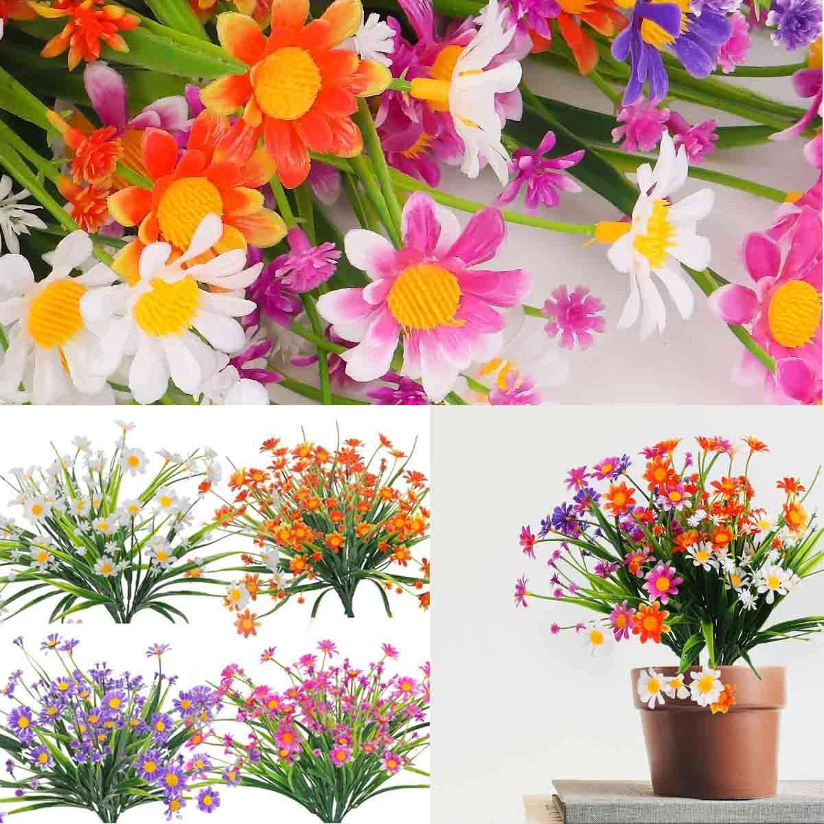 Artificial Flowers Plastic Fake Plants UV Resistant Home IN/Outdoor Garden Decor
