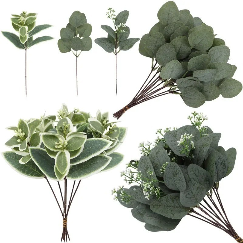 Artificial Eucalyptus Leaf Branch Fake Green Plant Wedding Home Decor