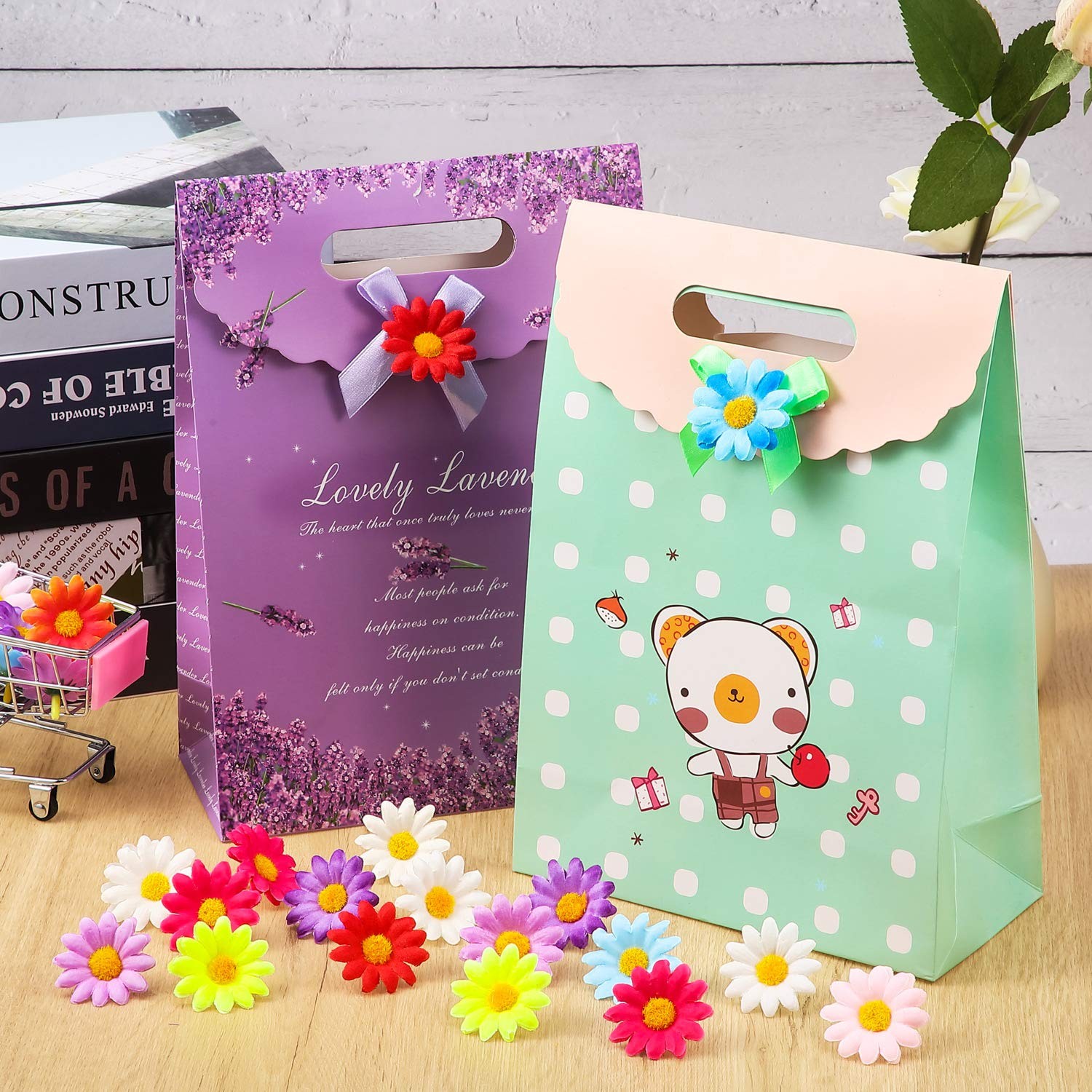 100 Packs Fabric Daisy Flower Easter Decoration Flower Heads Faux Flowers 4 c…
