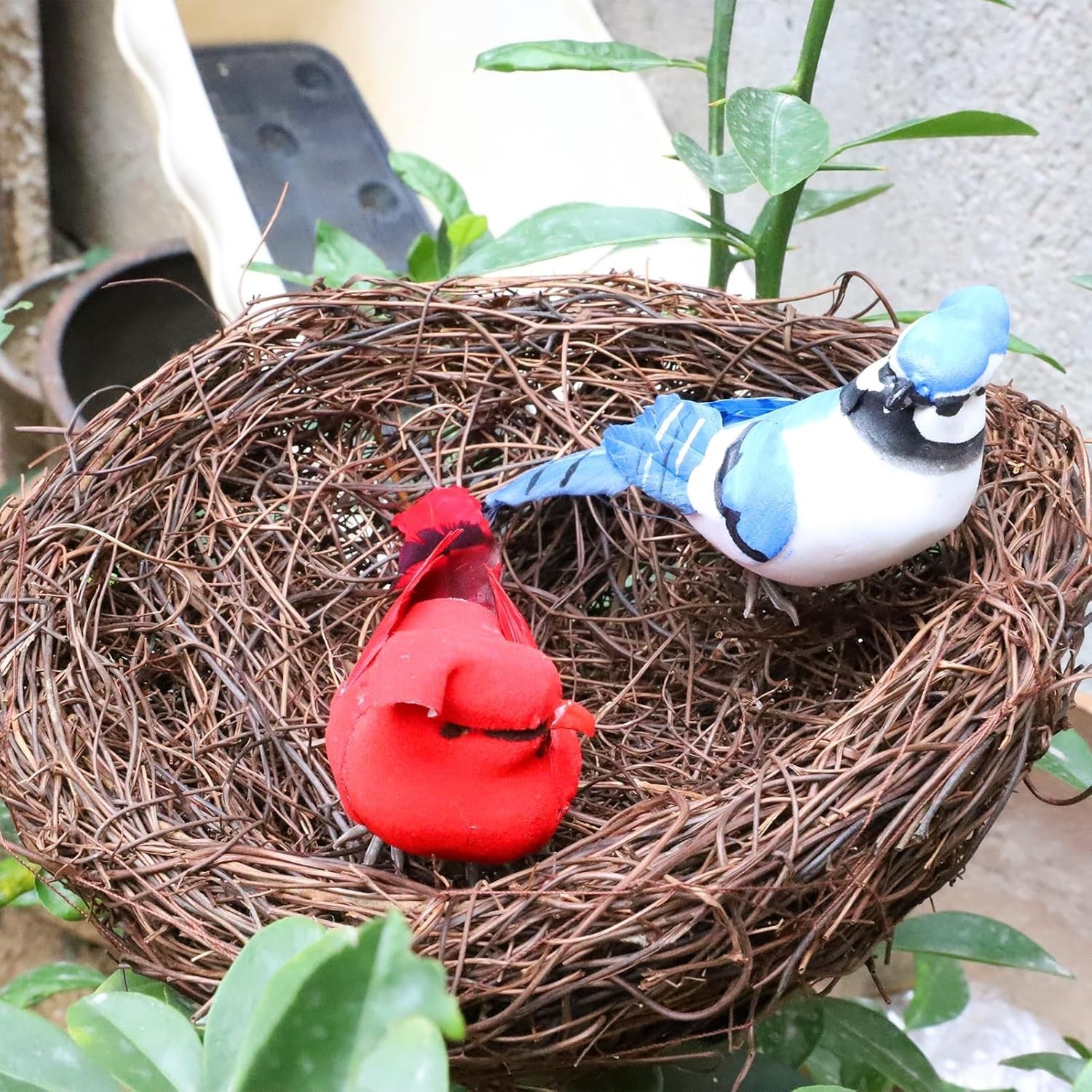 Realistic Bird Ornaments 3pcs Red Cardinal Blue Jay Goldfinch for Christmas