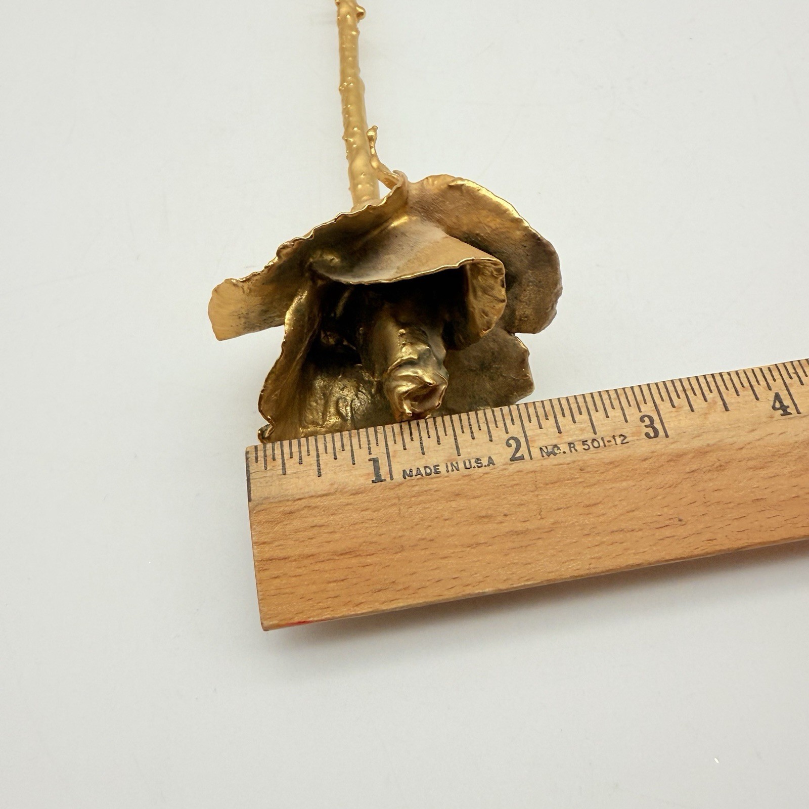 Vintage Brass Rose Long Stemmed 11 In Long Dimensional Rose Mother’s day