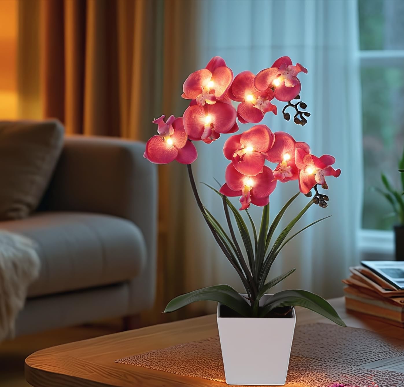 Orchid Lamp-LED Lighted Orchid Arrangements,Pre Lit Artificial Orchid,Light U…