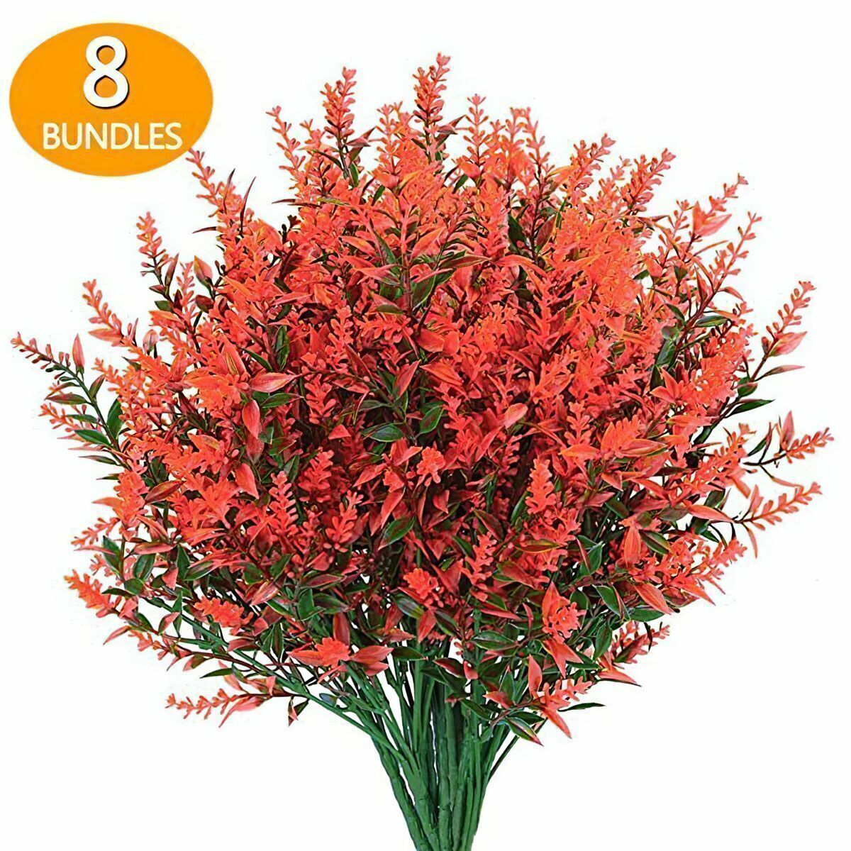 8 16 Bundles Artificial Flowers Fake Plants Outdoor UV-Resistant Flowers Decor
