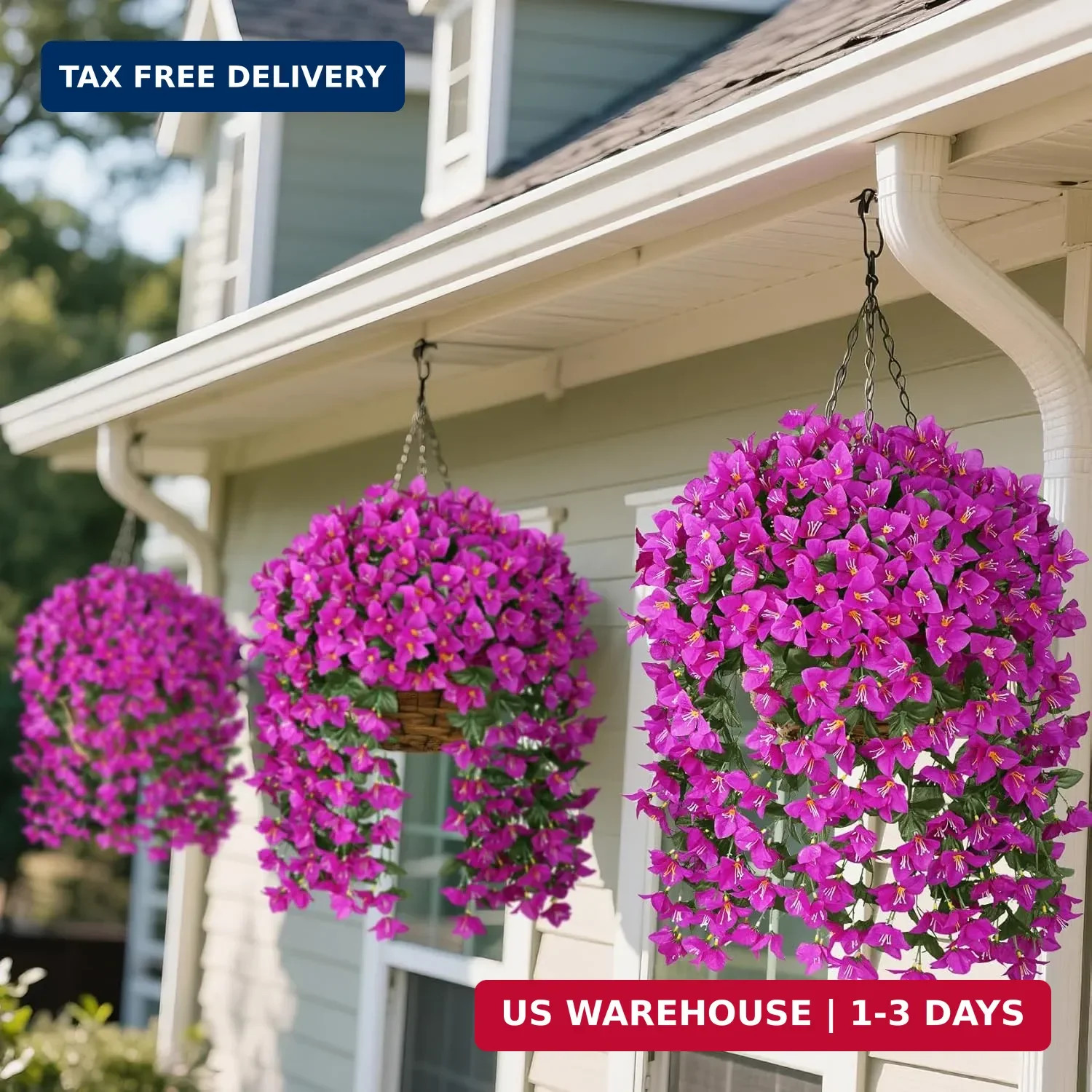 Artificial Bougainvillea Flowers Plants for Outdoors Decoration, 2 Pcs Faux Silk