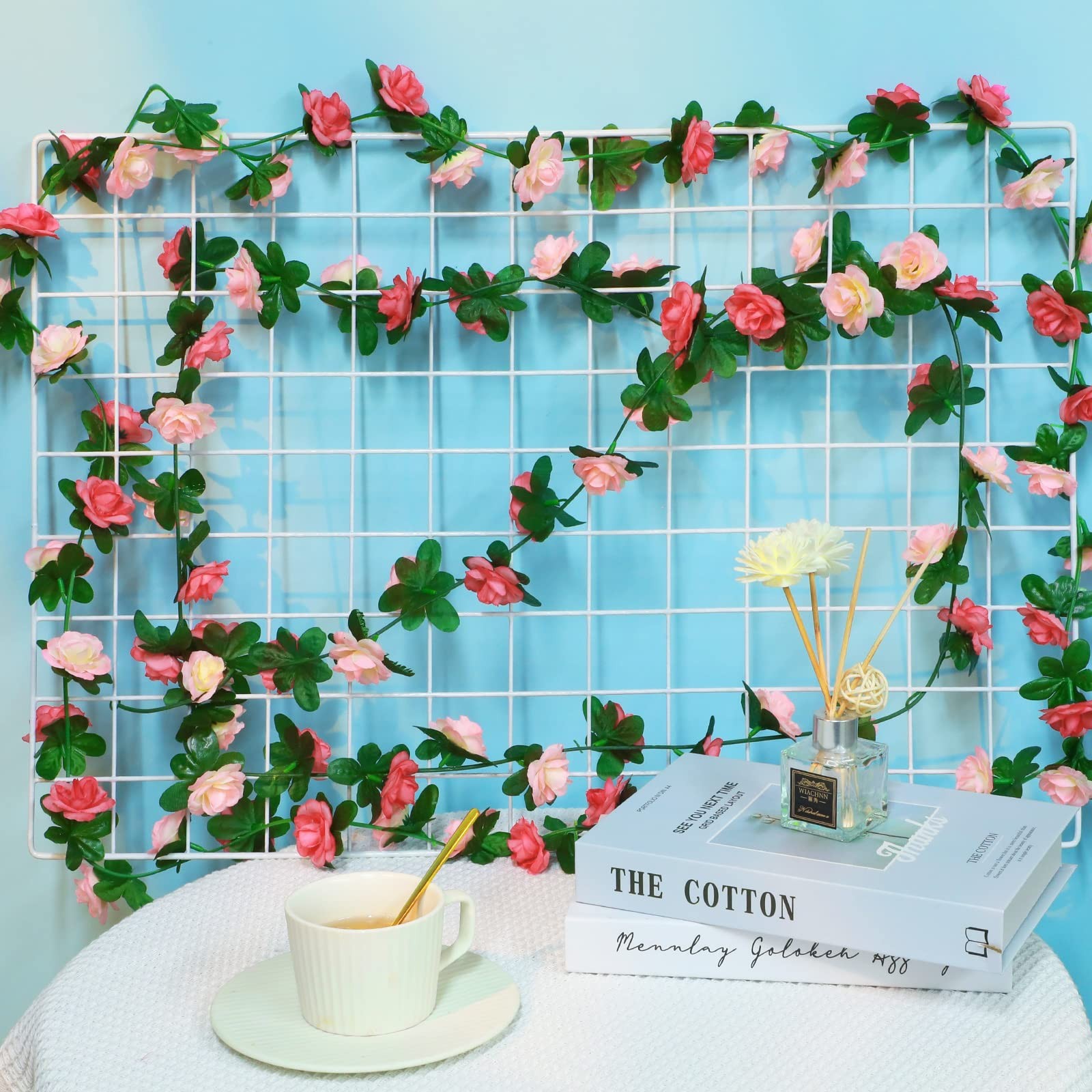 16 Pcs 114 ft Flower Garland, Artificial Rose Vine Flowers Fake Ivy Flower wi…