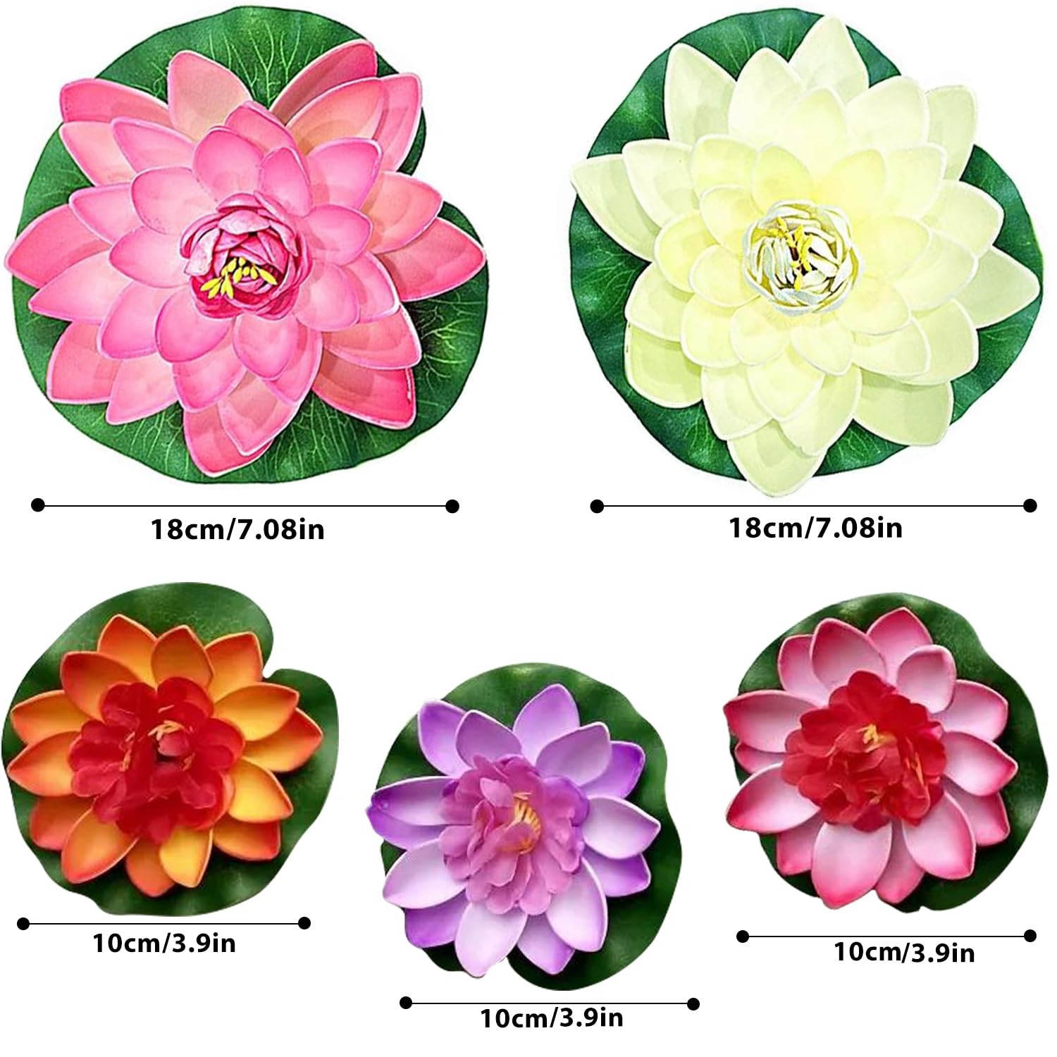 MHYGKTXRA 14pcs Lily Pad for Ponds, Artificial Lotus, Realistic Water Floatin…
