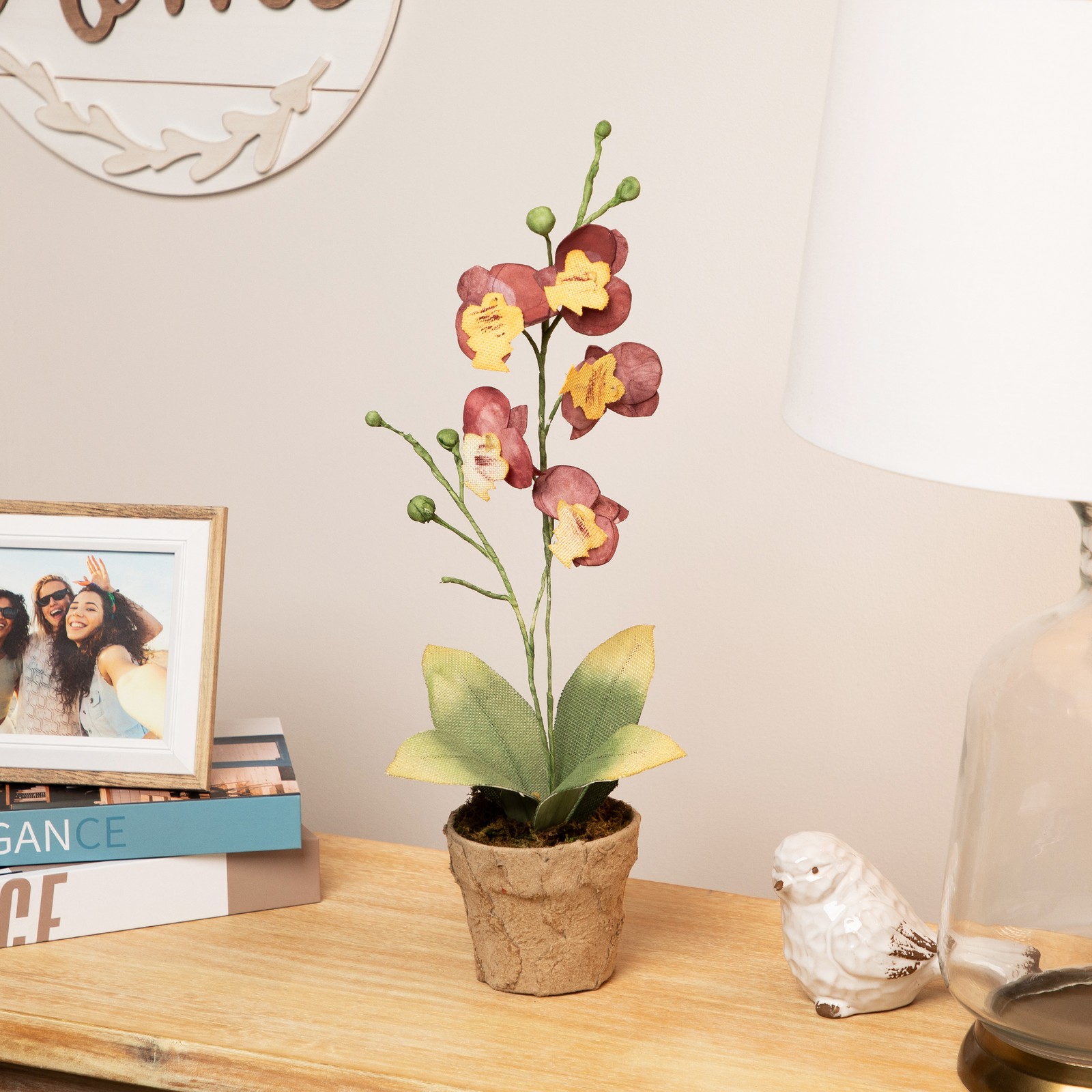 Northlight 14″ Artificial Crimson Red & Deep Banana Yellow Orchids Pot