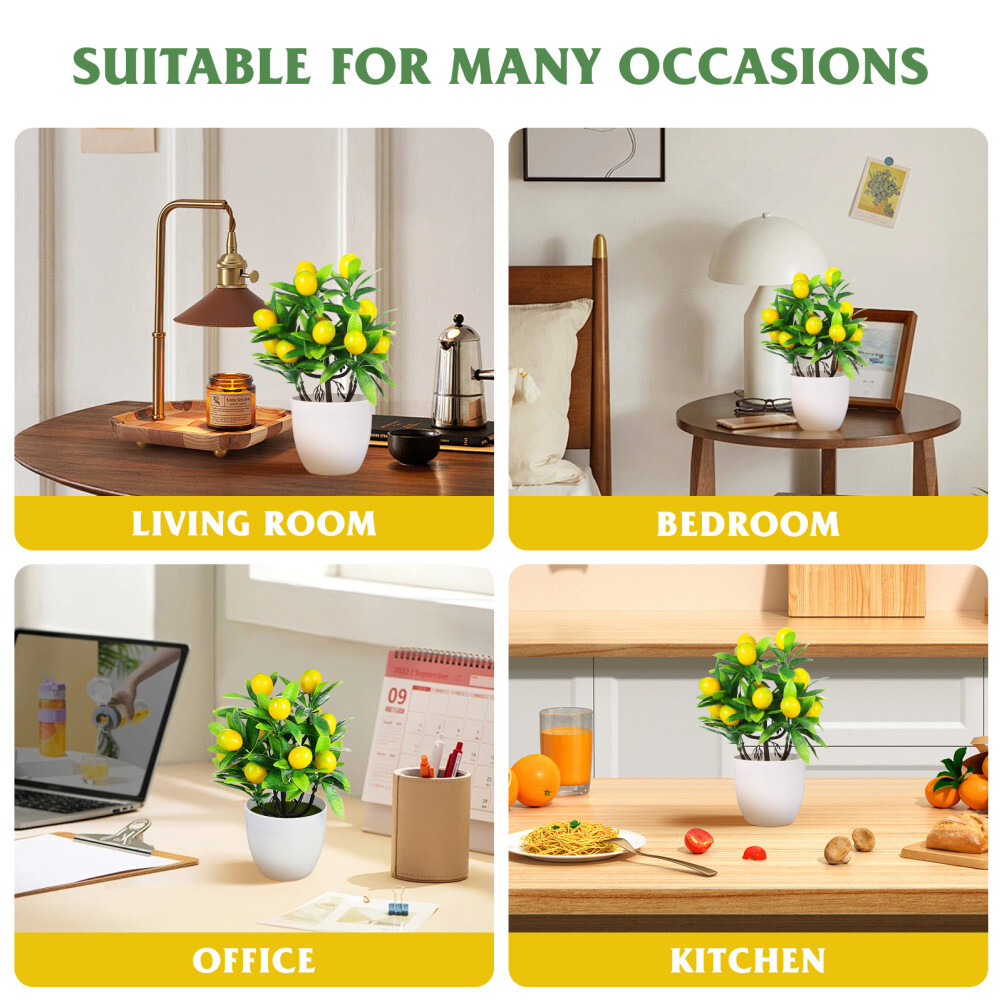 Mini Lemon Tree Potted Plant Simulation Bonsai Bride Living Room Ornaments