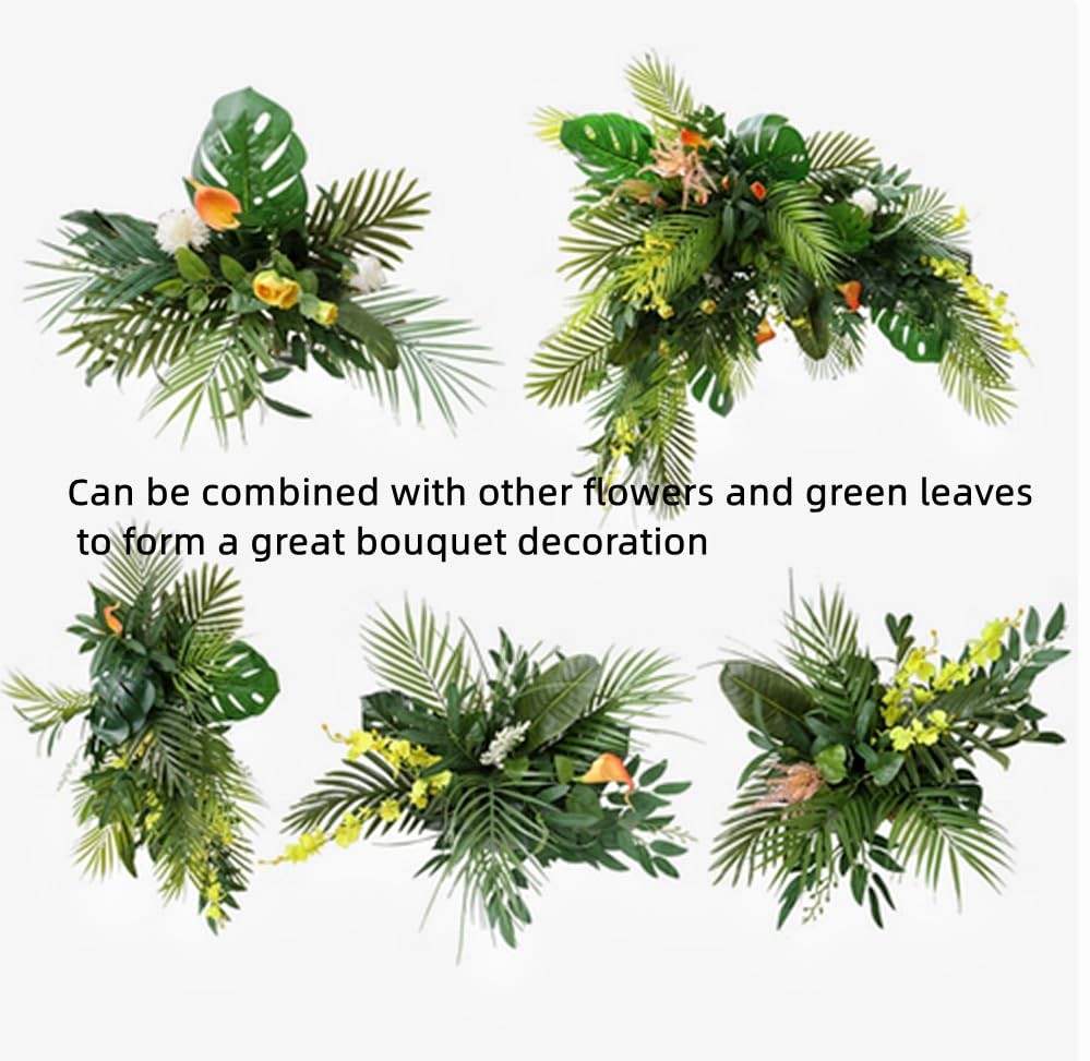 28 inch Artificial Palm Plants Leaves Faux Turtle Leaf with 7 Stems,Monstera …