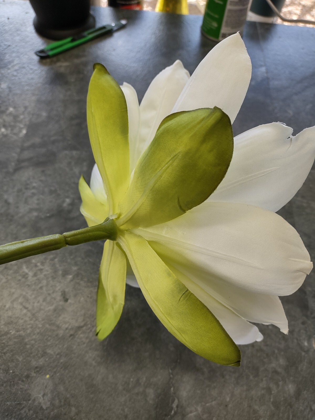 Artificial White Natural Feel large lotus blossom stems