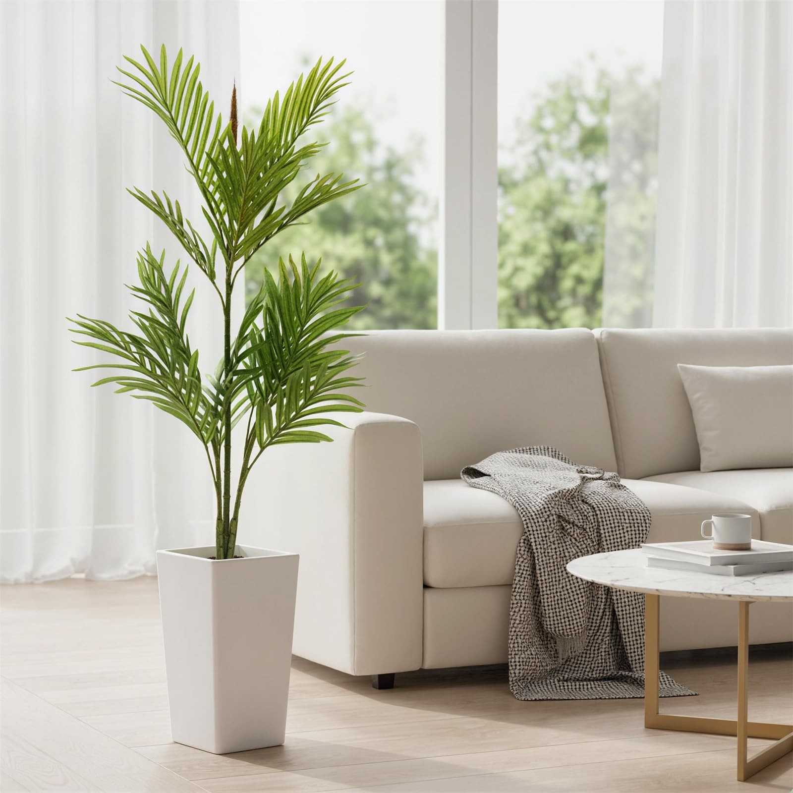 Tall Fake Palm Tree 4.5FT,Realistic Faux Areca Silk Floor Plant for Indoor Decor