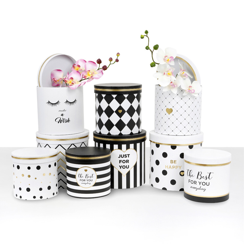 Premium Quality Round Flower Box, Floral Gift Box, Set of 3 pcs, with Lids