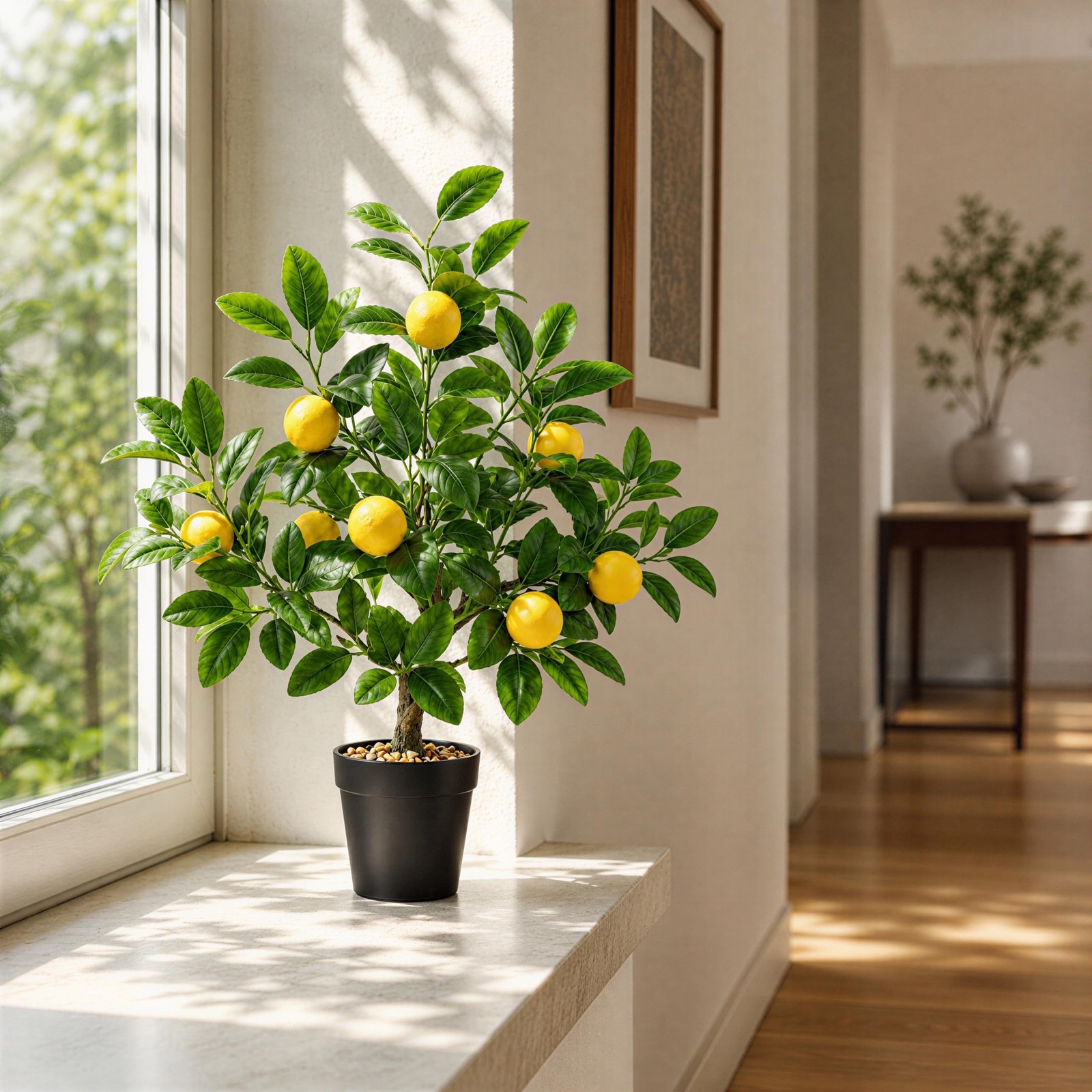 20″ Artificial Yellow Lemon Tree Fake House Green Plant Fruits Decoration wit…